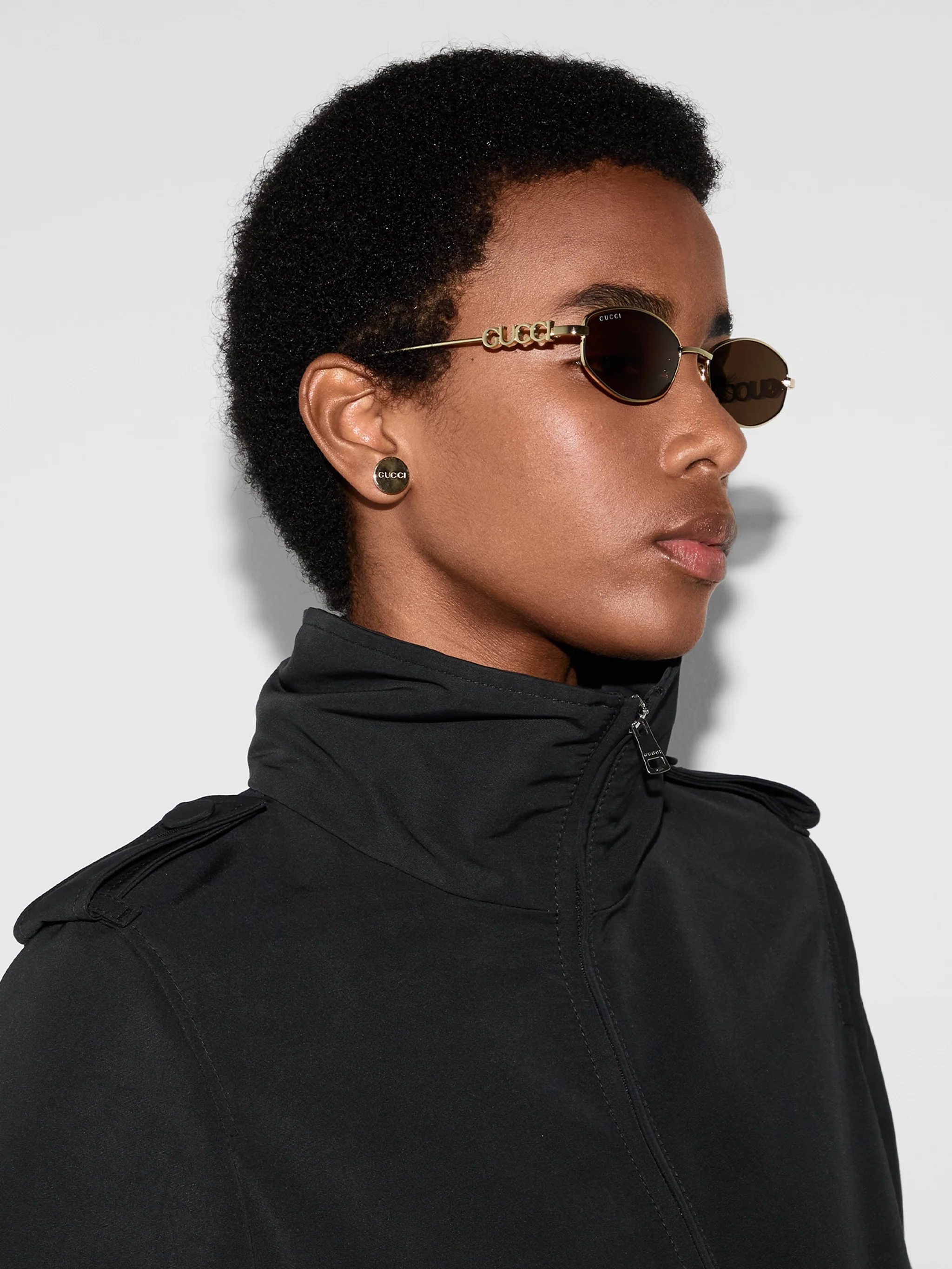 Gucci Gold Metal Frame Sunglasses with Logo Temples - Image 2