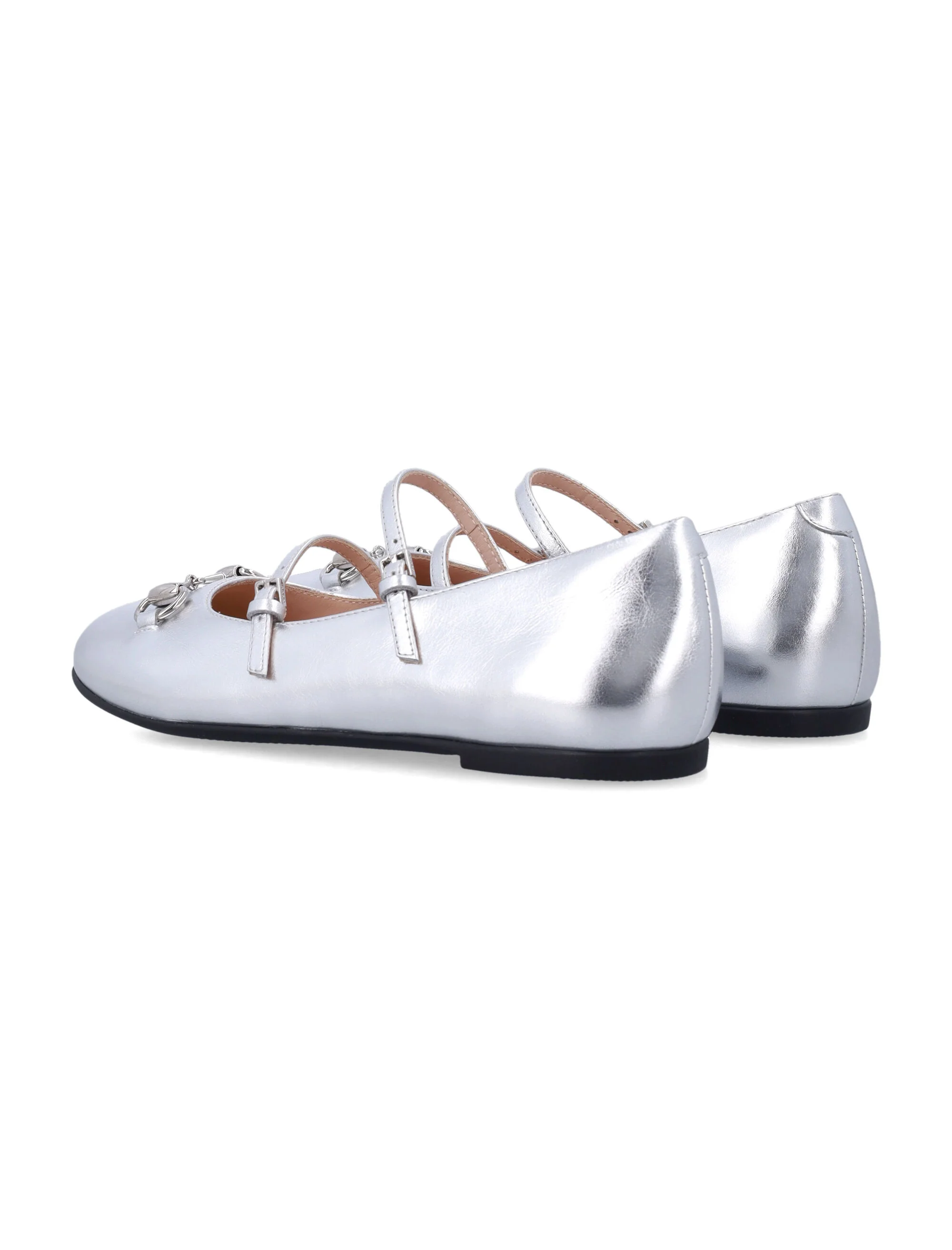 Gucci Kids Metallic Finish Ballerinas with Horsebit Detail - Image 4