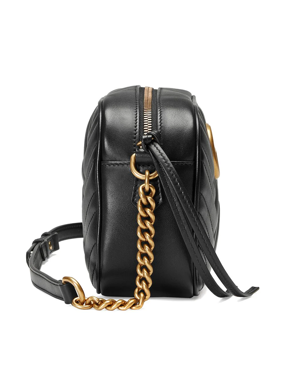Gucci Mini Chevron Motif Leather Bag with Antique Gold Finishes - Image 7