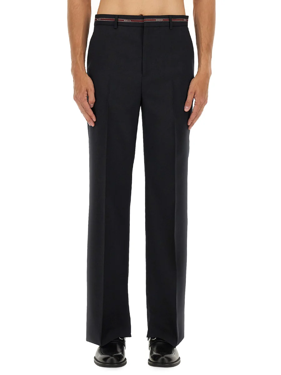 GUCCI Selvedge-detail Wool Trousers - Image 4