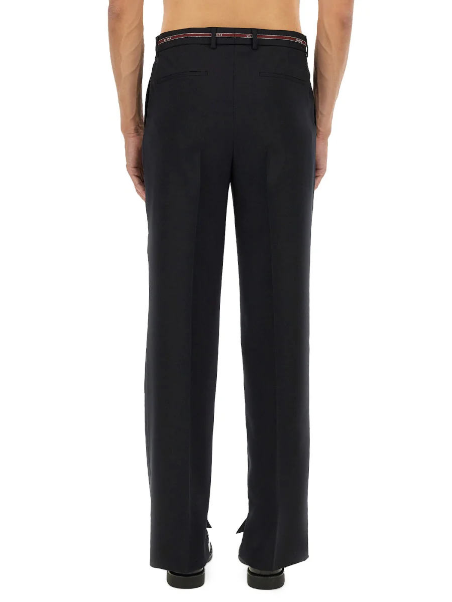 GUCCI Selvedge-detail Wool Trousers - Image 6