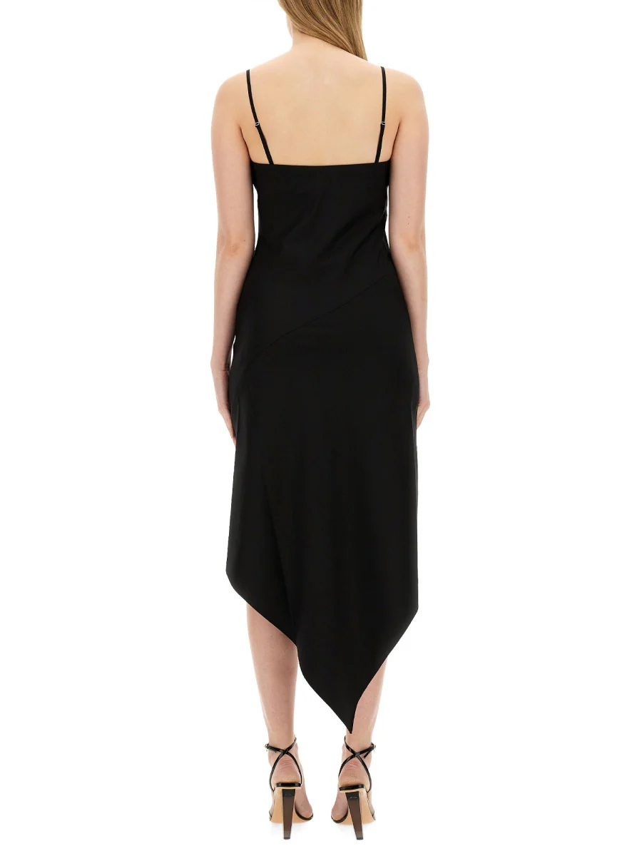 HELMUT LANG Asymmetric Virgin Wool Midi Dress - Image 3