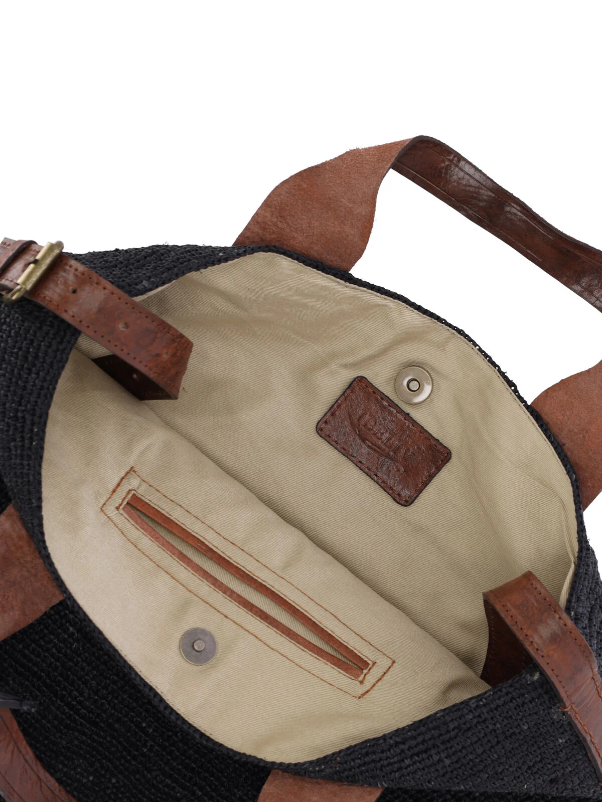 Ibeliv Raphia and Cow Leather Handbag - Image 4