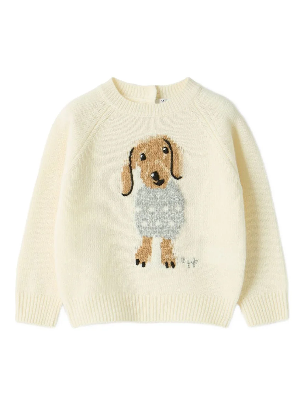 Il Gufo Mini Dachshund Intarsia Sweater for Girls