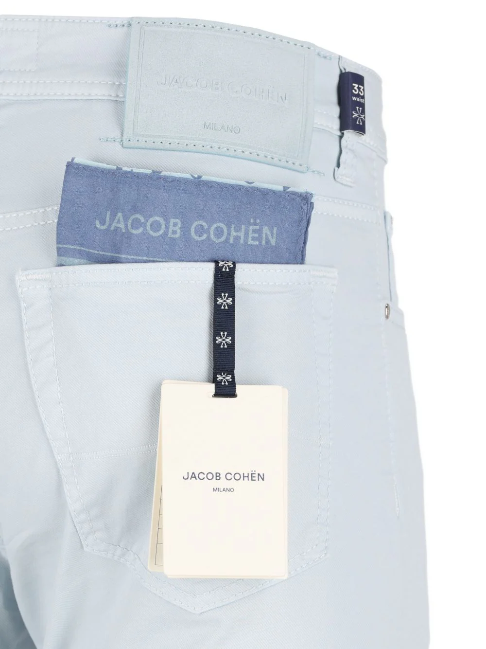 Jacob Cohen Light Blue Mini Belt Loops Button Fastening Back Jeans with Five Pockets - Image 7