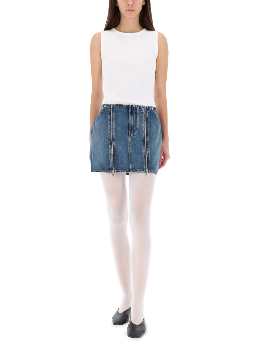 JEAN PAUL GAULTIER Zip-detail Denim Mini Skirt - Image 6
