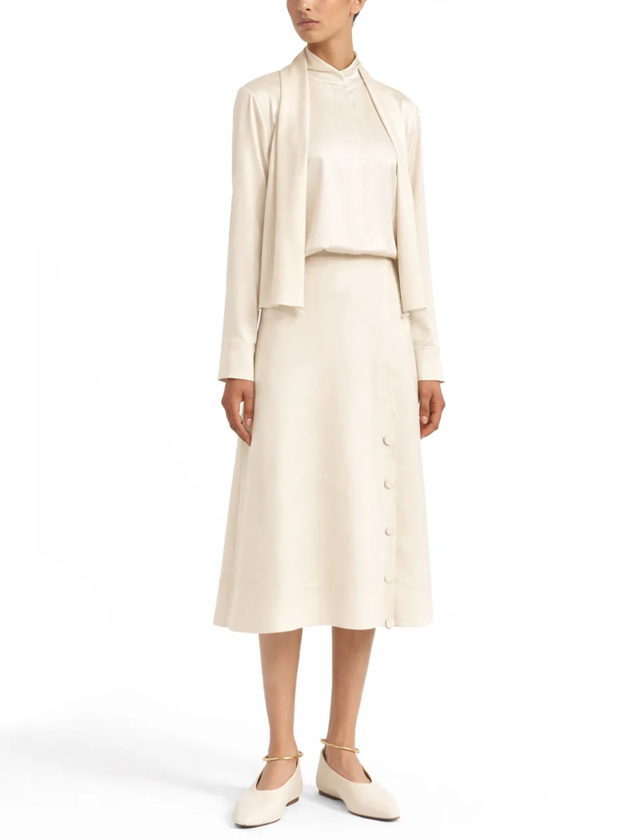 JIL SANDER Draped-neck Long-sleeve Blouse - Image 3