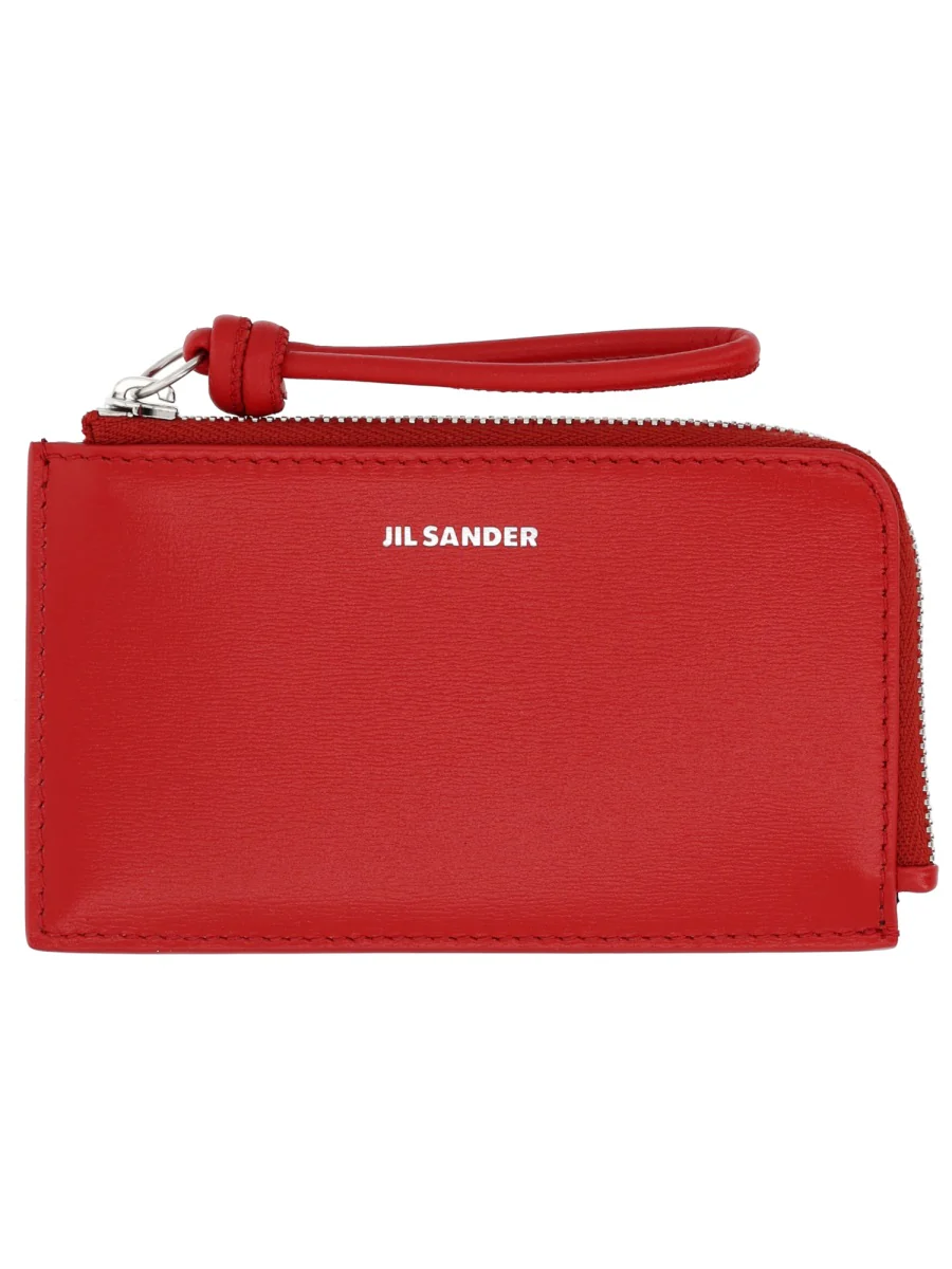 JIL SANDER Folded Leather Mini Wallet and Coin Purse with Embossed Logo