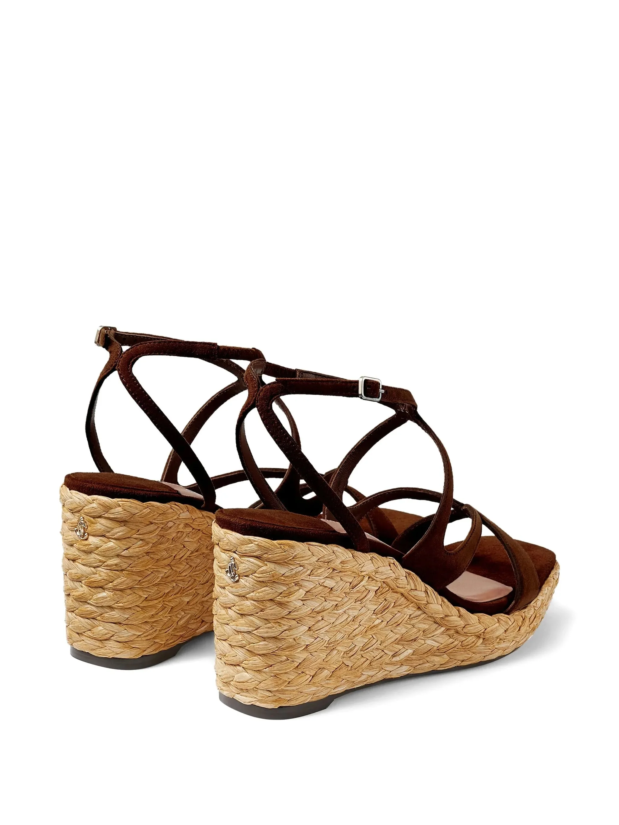 Jimmy Choo Raffia Wedge with Square Toe and Adjustable Ankle Strap - 3.3 Inch Heel - Image 5