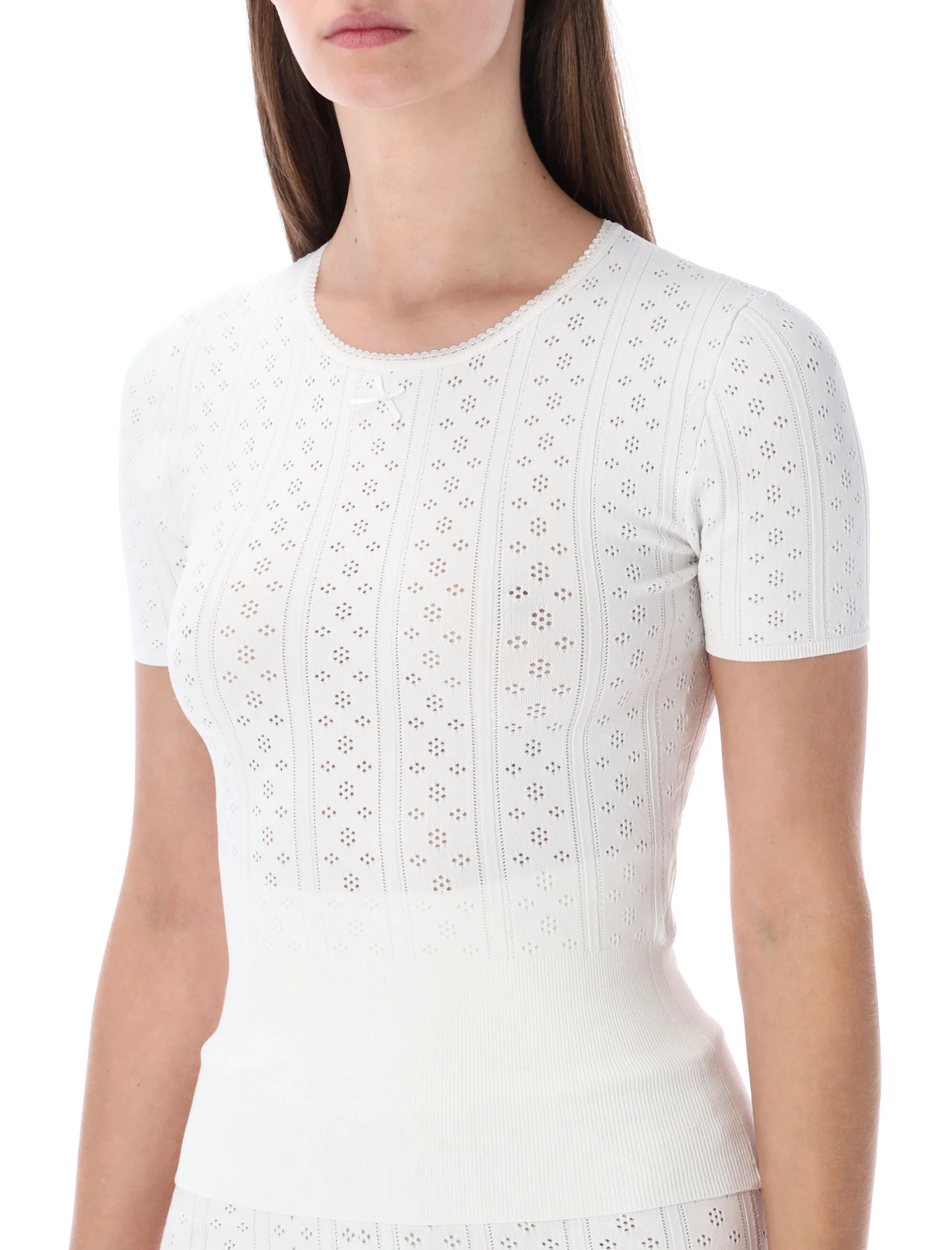 JW ANDERSON Womens Knitted Pointelle T-shirt - Image 3