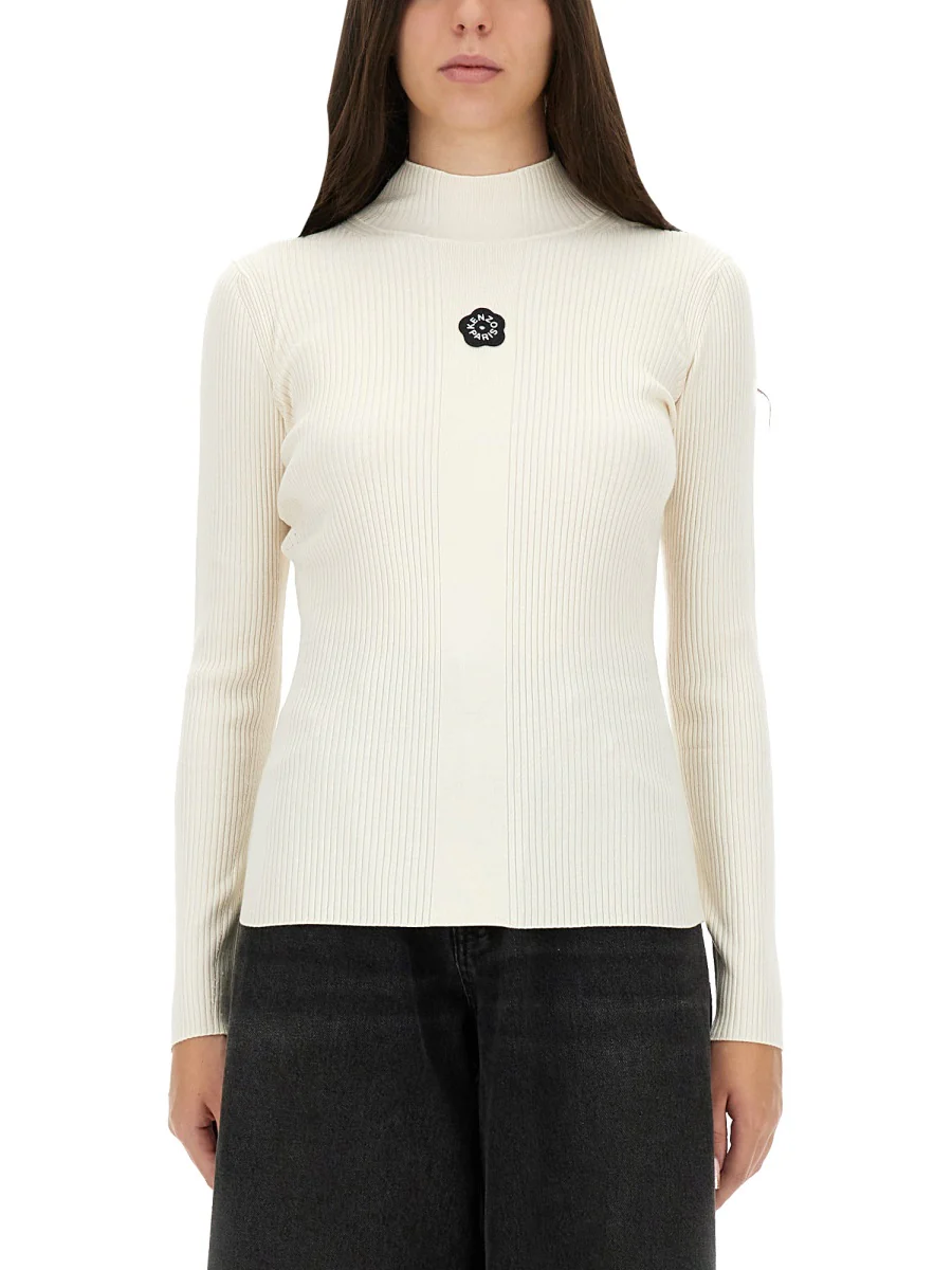 KENZO 'Boke Flower 2.0' Embroidered Long Sleeve Rib Top - Image 5