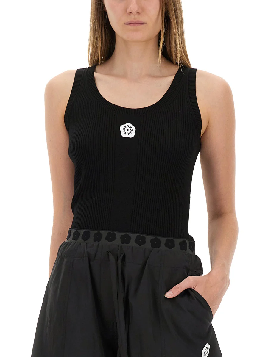 KENZO 'Boke Flower 2.0' Embroidered Tank Top in Mixed Viscose - Image 4