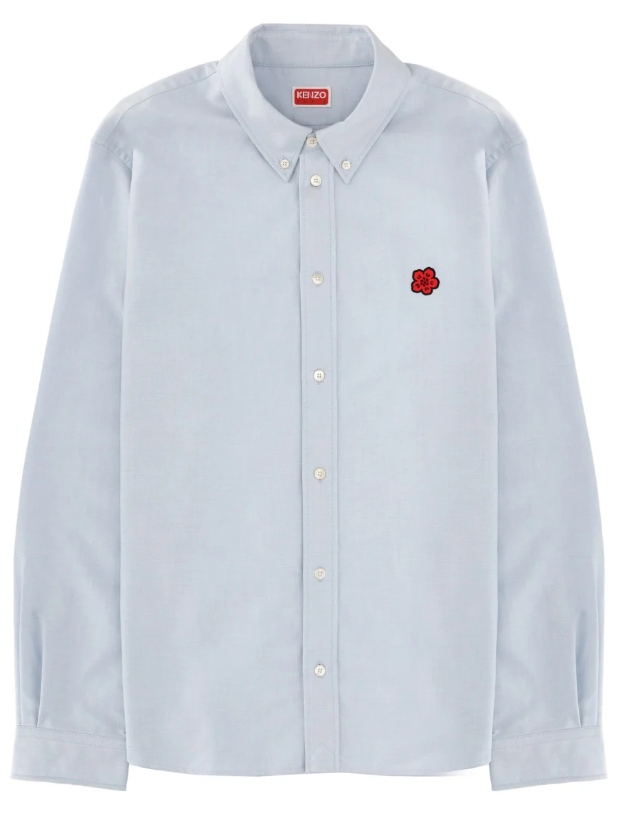 KENZO 'Boke Flower' Embroidered Casual Shirt in Cotton Oxford