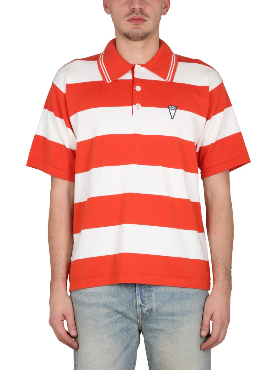 Kenzo Nautical Striped Classic Collar Polo Shirt