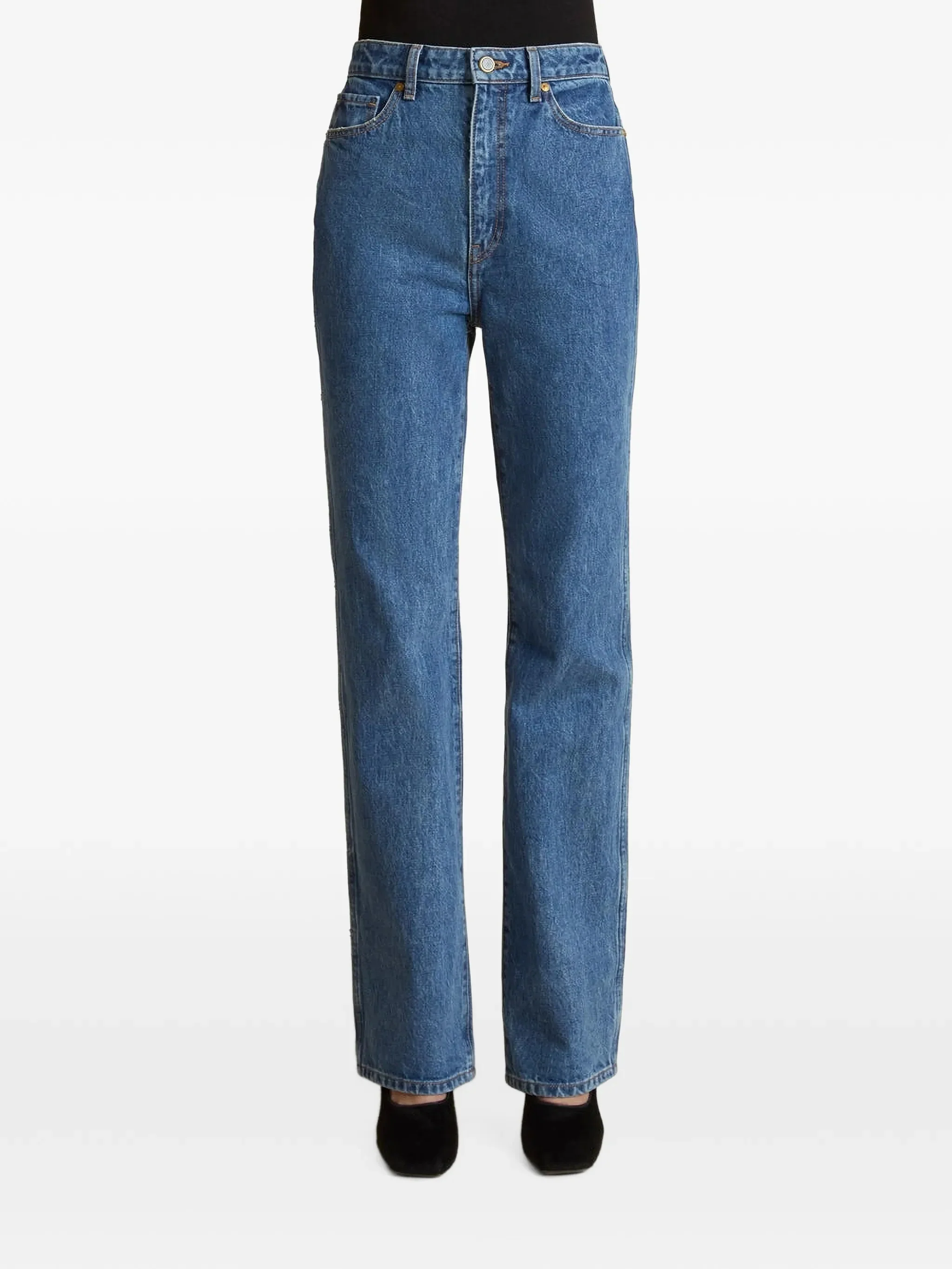 Khaite Front Button & Zip Jeans with Belt Loops, Five-Pocket Styling—Size 26 - Image 2