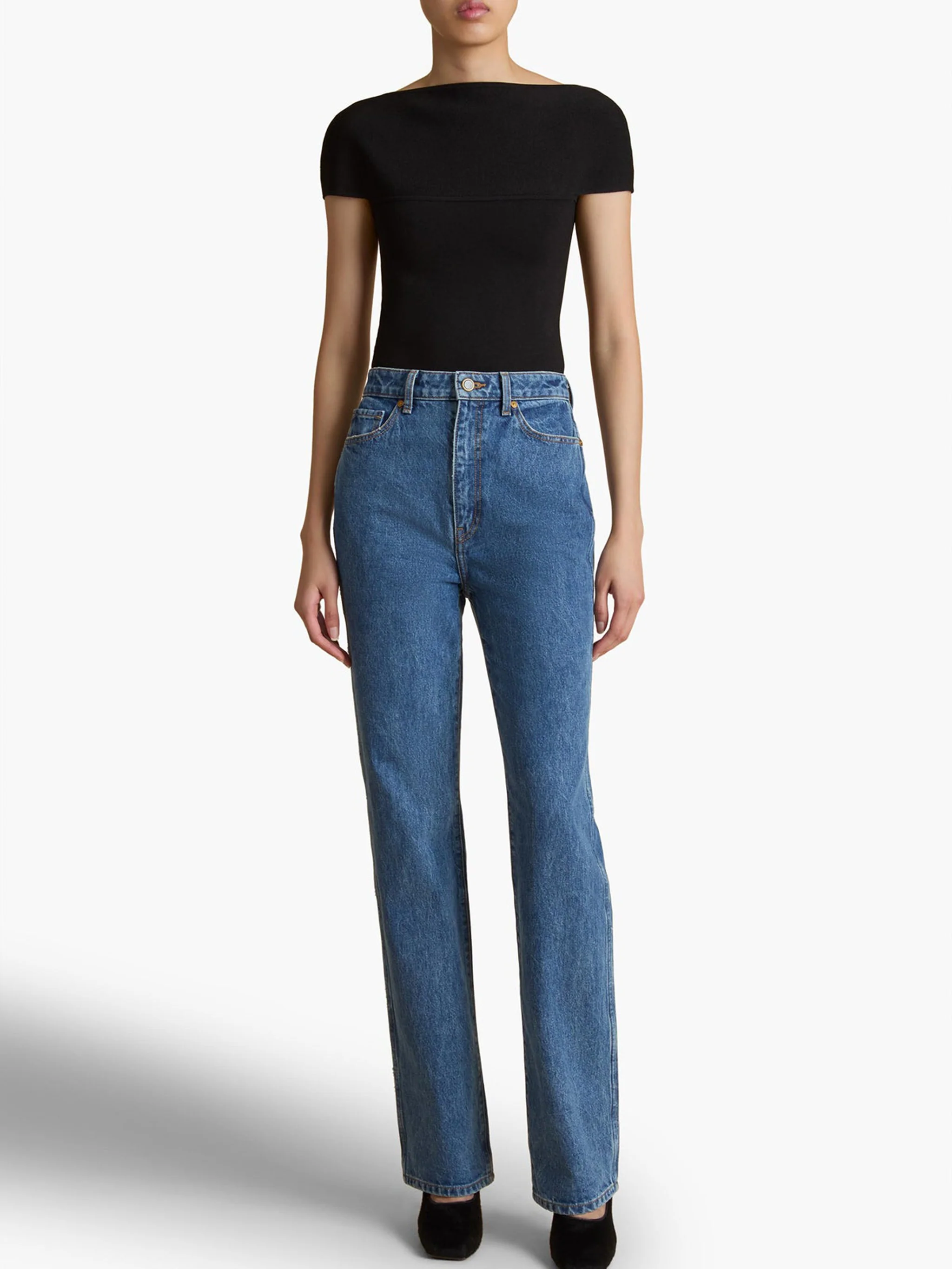 Khaite Front Button & Zip Jeans with Belt Loops, Five-Pocket Styling—Size 26 - Image 4