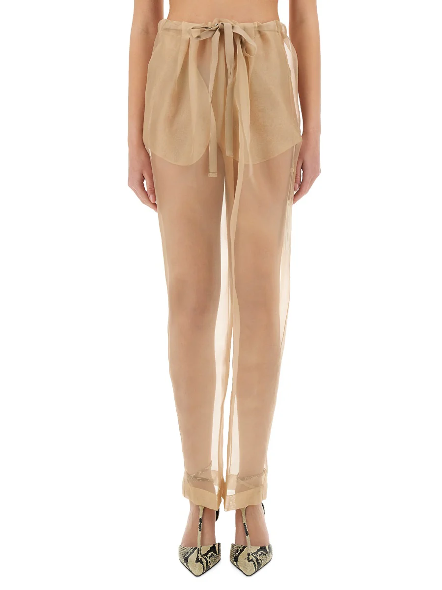 KHAITE Trenton Pleated Silk-organza Tapered Pants