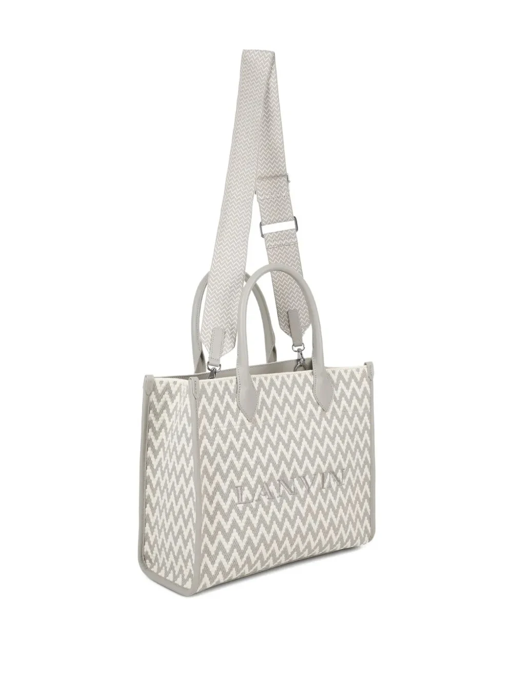 Lanvin Jacquard Cotton and Synthetic Tote Handbag with Adjustable Shoulder Strap - Image 3