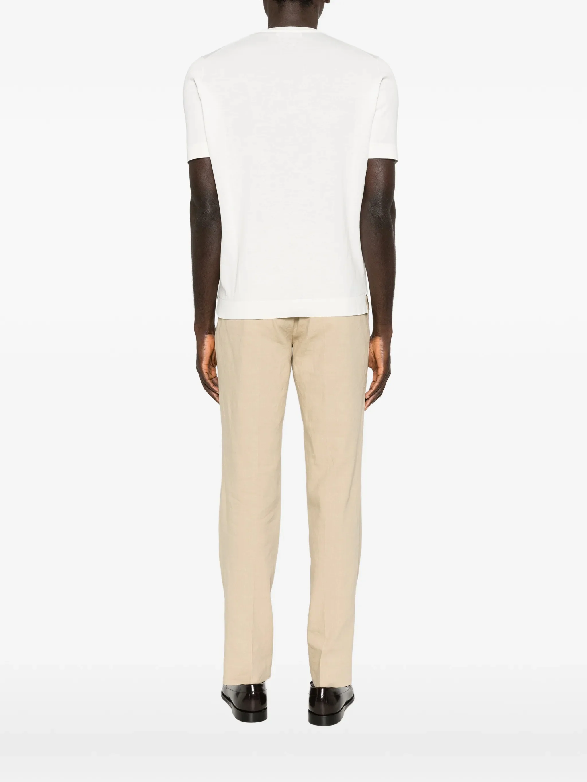 Lardini Cotton Crew Neck T-Shirt with Ribbed Cuffs and Hem - Image 4