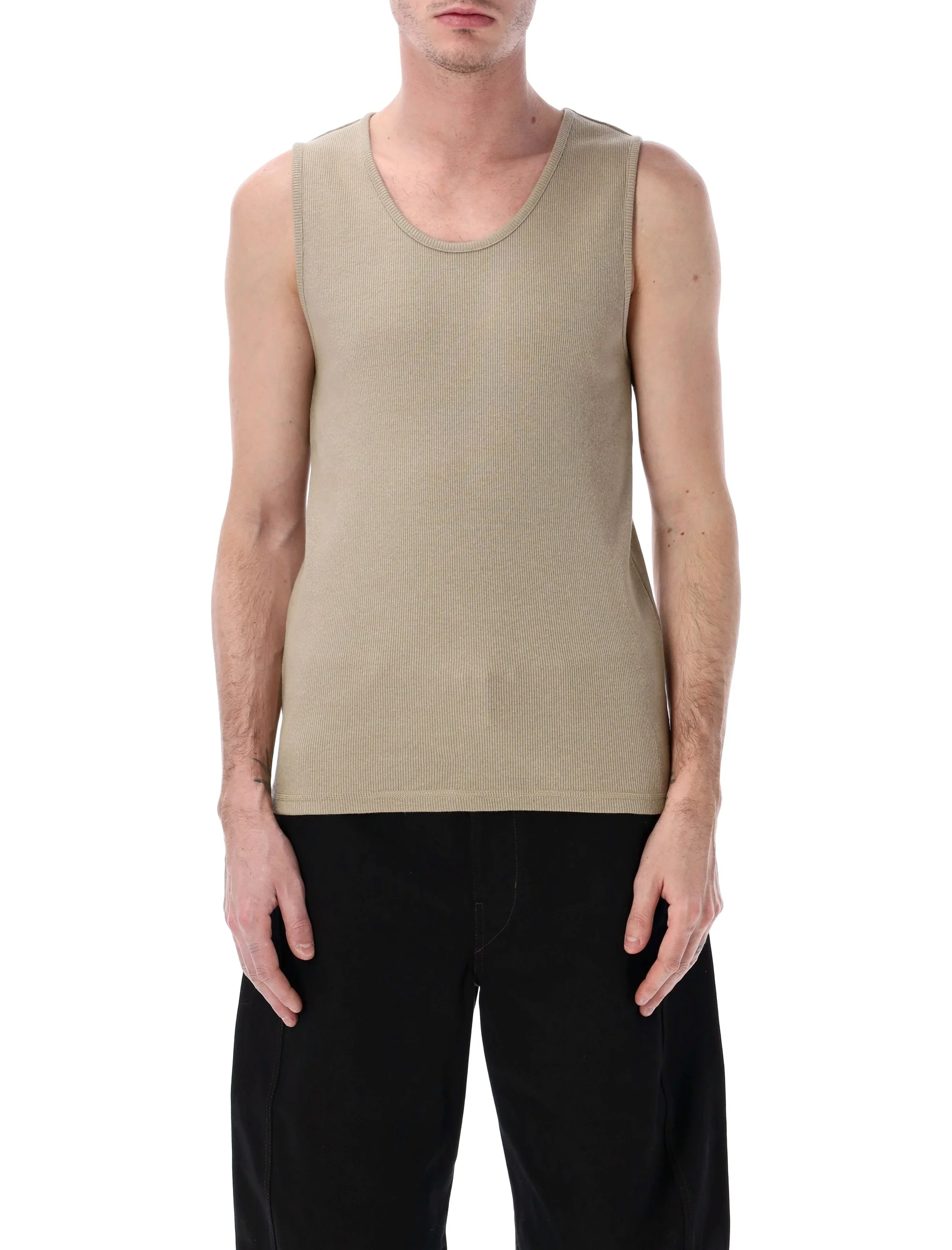 LEMAIRE RIB TANK TOP in COTTON JERSEY - Cotton Linen Rib Jersey - Men