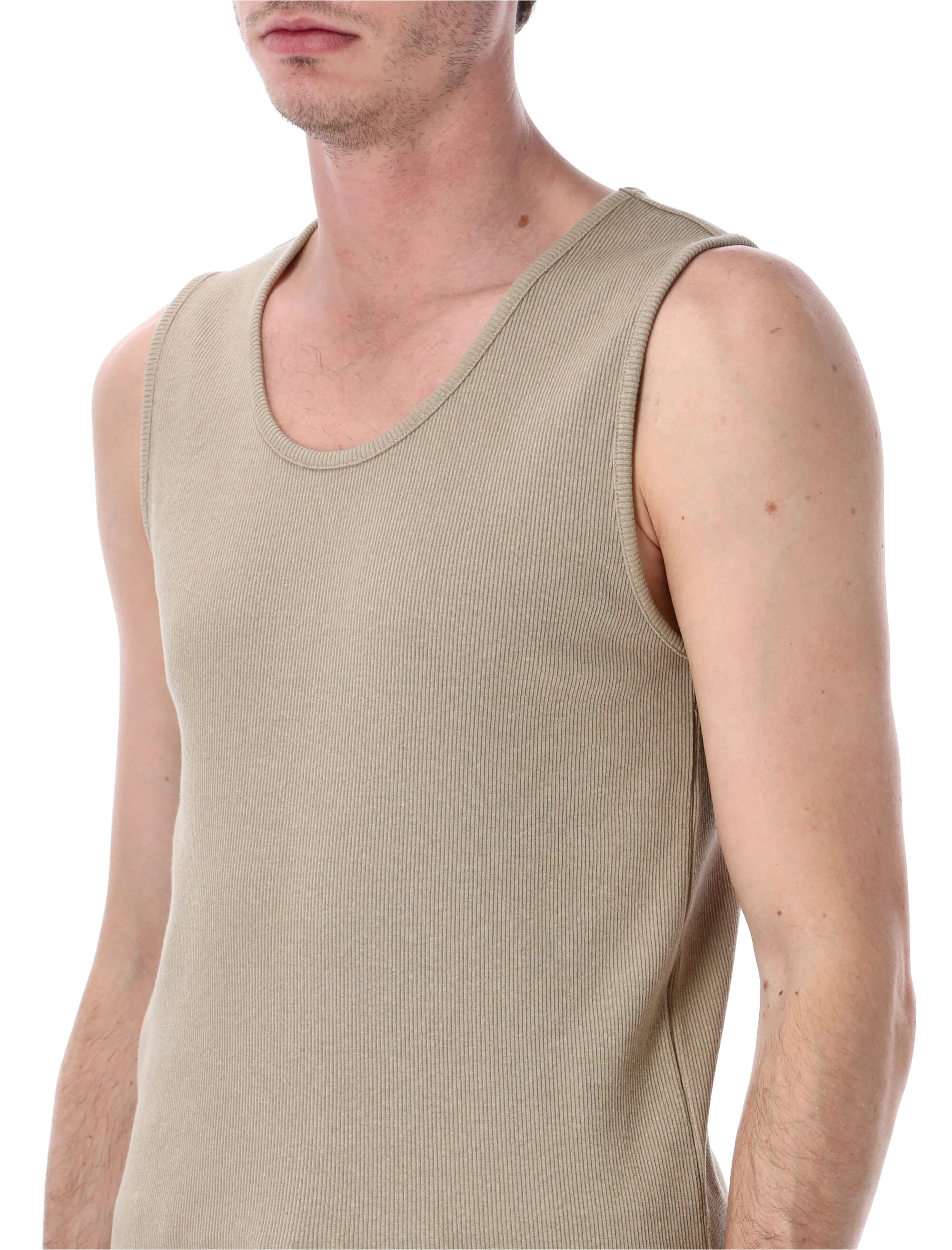 LEMAIRE RIB TANK TOP in COTTON JERSEY - Cotton Linen Rib Jersey - Men - Image 3