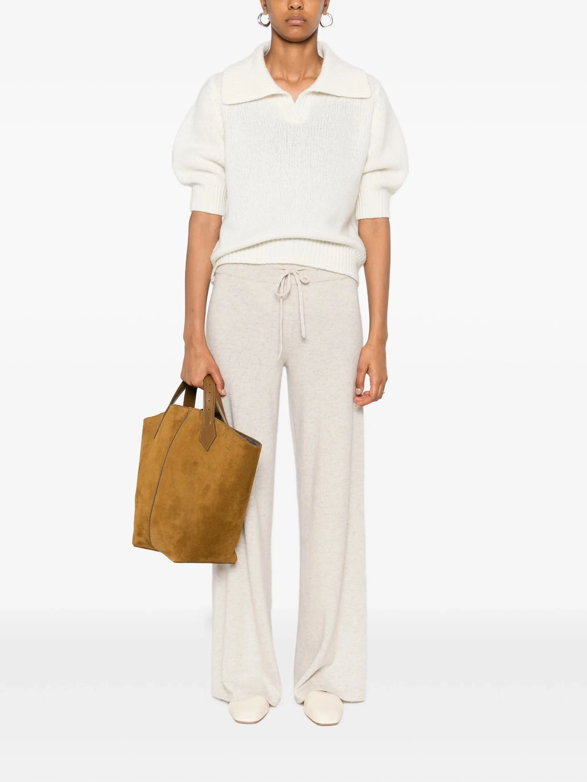 Lisa Yang Polo Neck Ribbed Sweater with Half Sleeves - Size 0 - Image 2