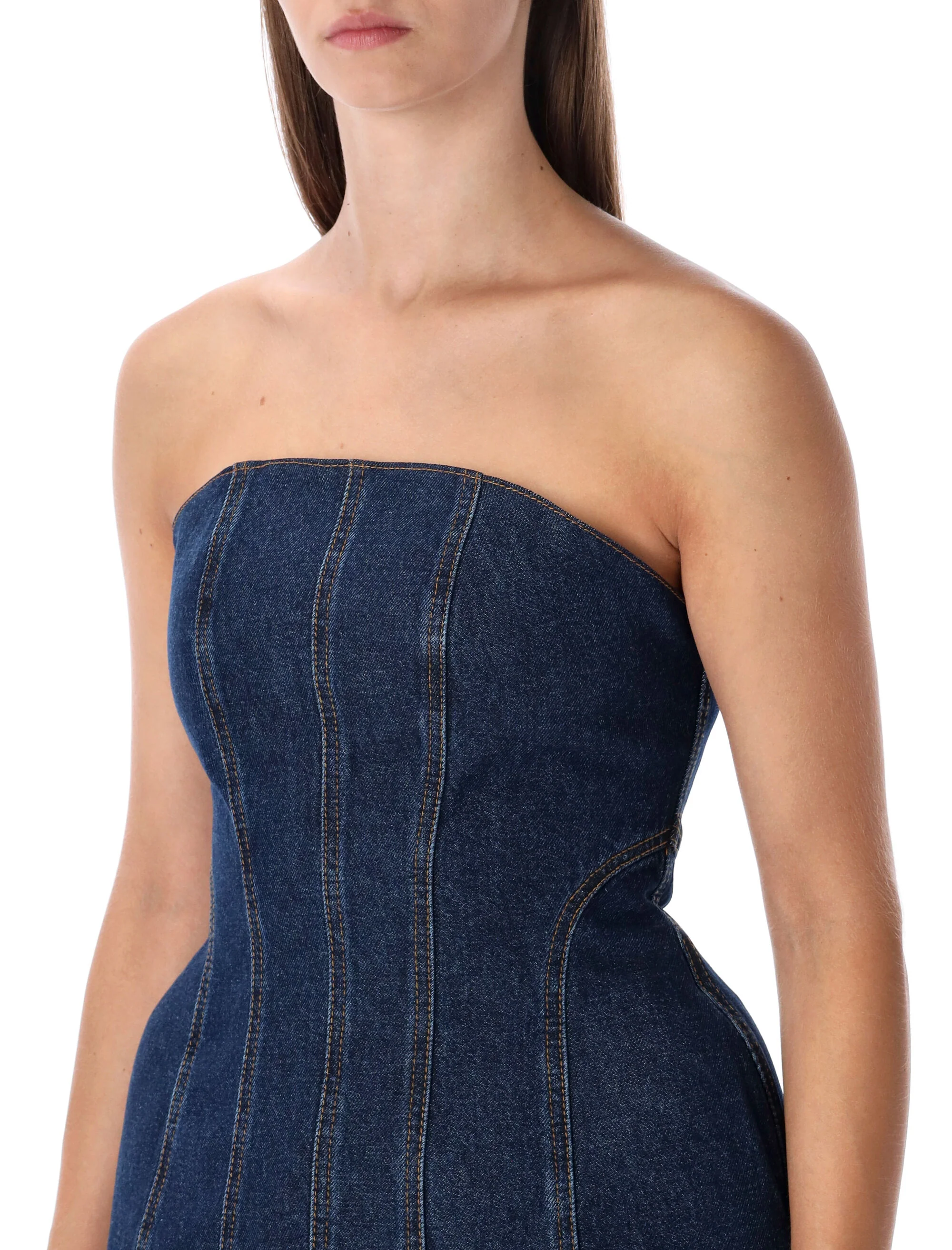 Magda Burtym Strapless Denim Corset Top - Image 3