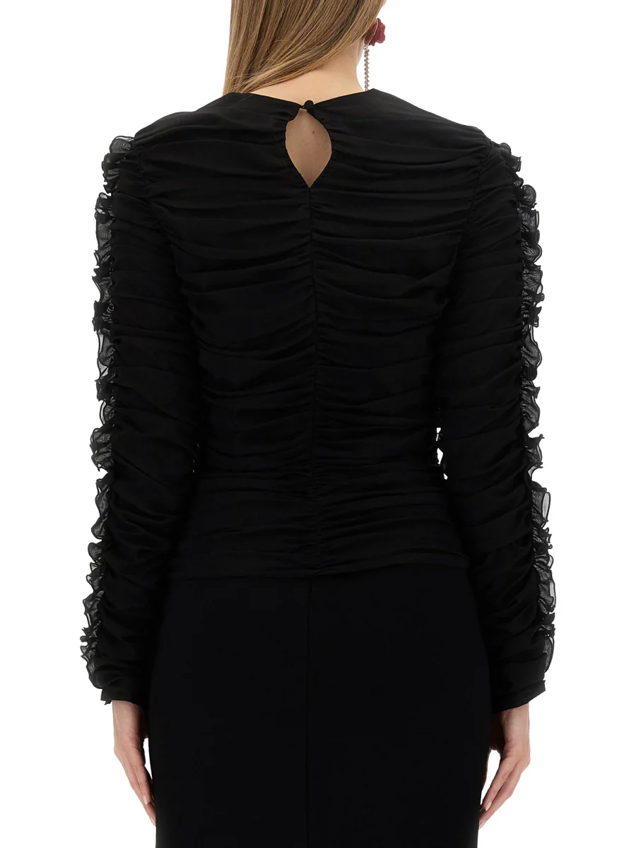 MAGDA BUTRYM Ruched Silk-blend Top - Image 3