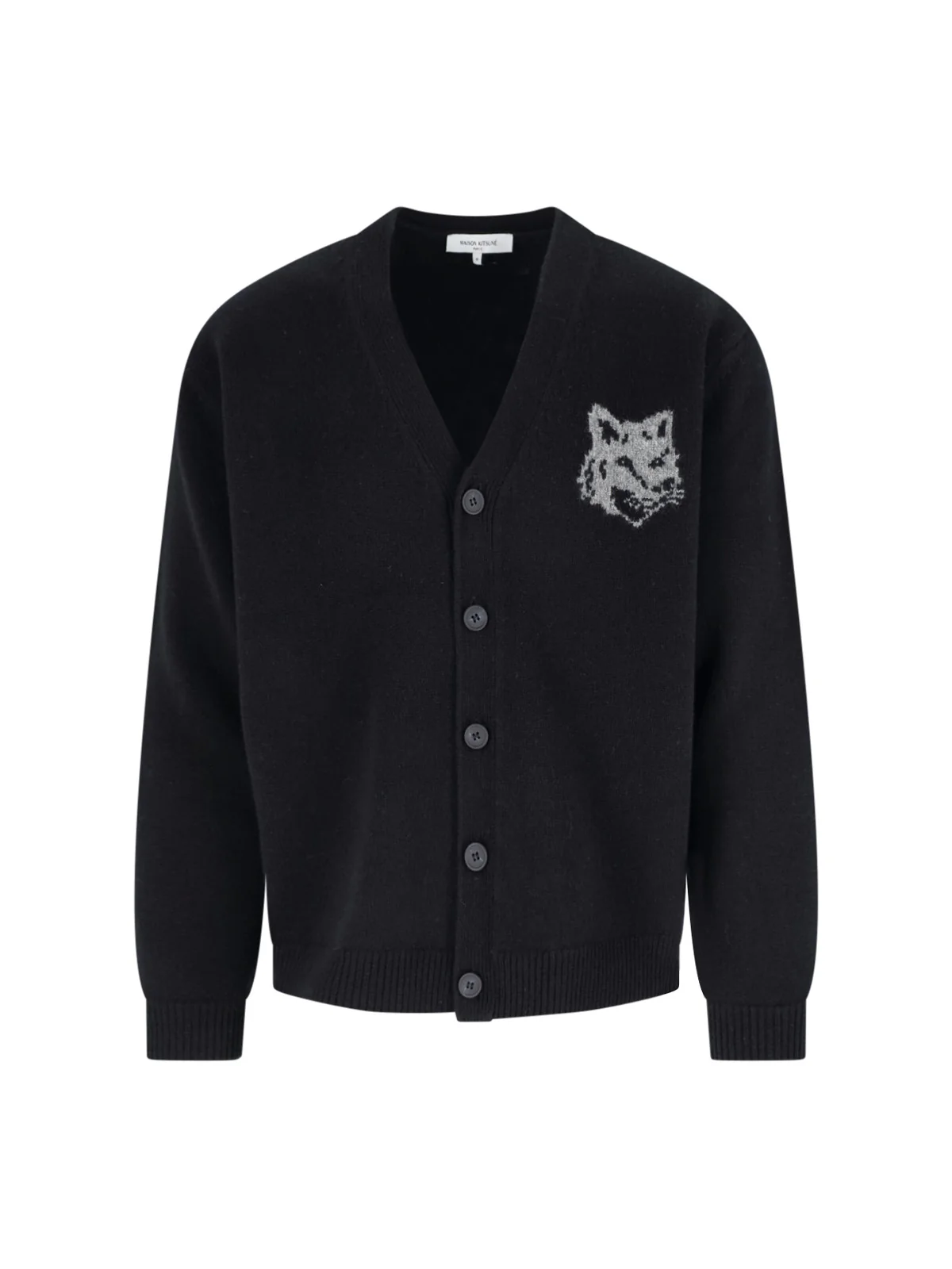 Maison Kitsuné Men's Fox Head Intarsia Merino Cardigan