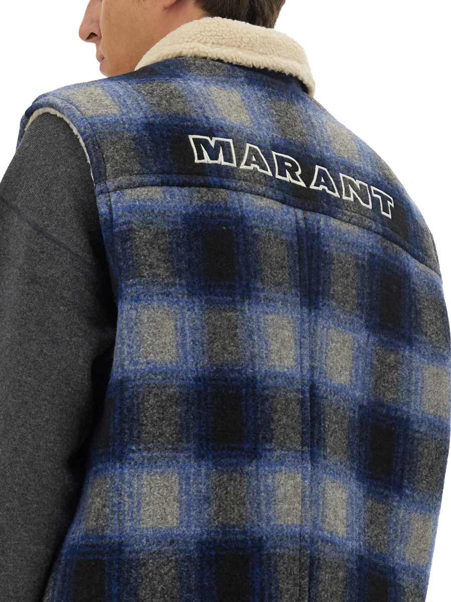 MARANT Plaid Checked Zip-up Gilet - Image 4