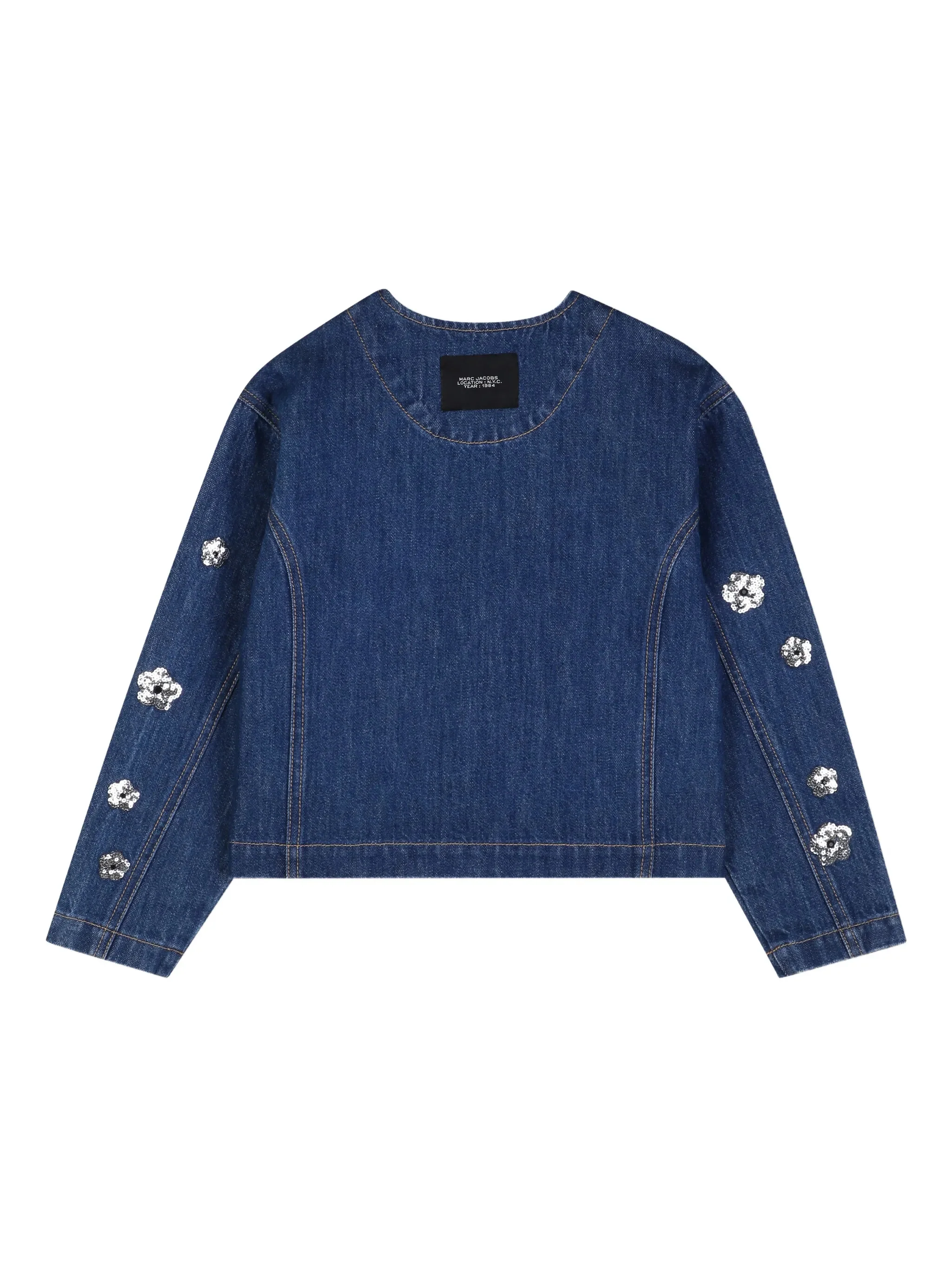 Marc Jacobs Sequin Embellished Round Neck Jacket with Front Zip and Pockets - Image 2