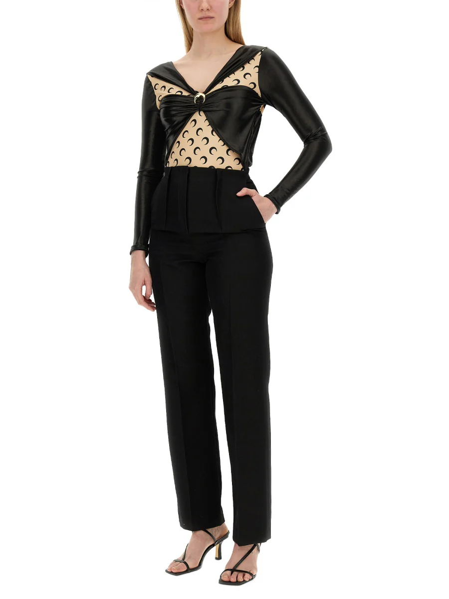 MARINE SERRE Draped Viscose Bodysuit - Image 2