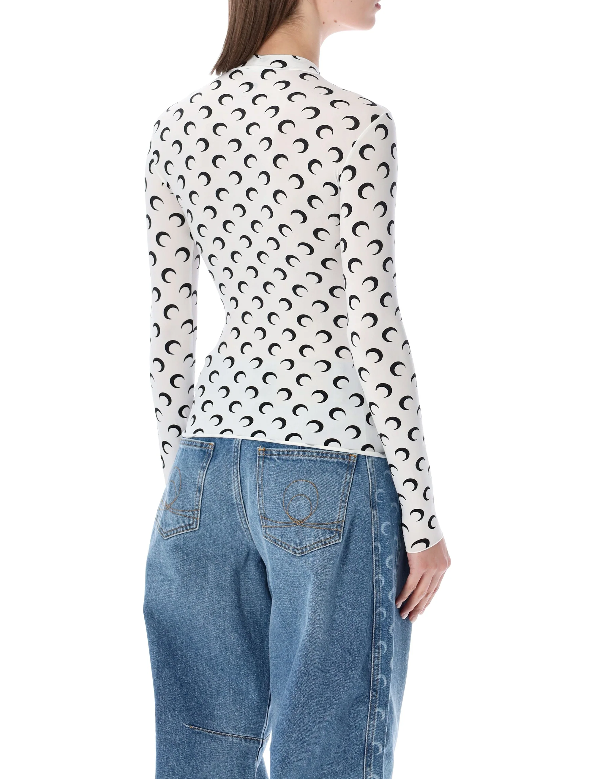 Marine Serre Slim Fit Moon Print Long-Sleeve Top - Image 6