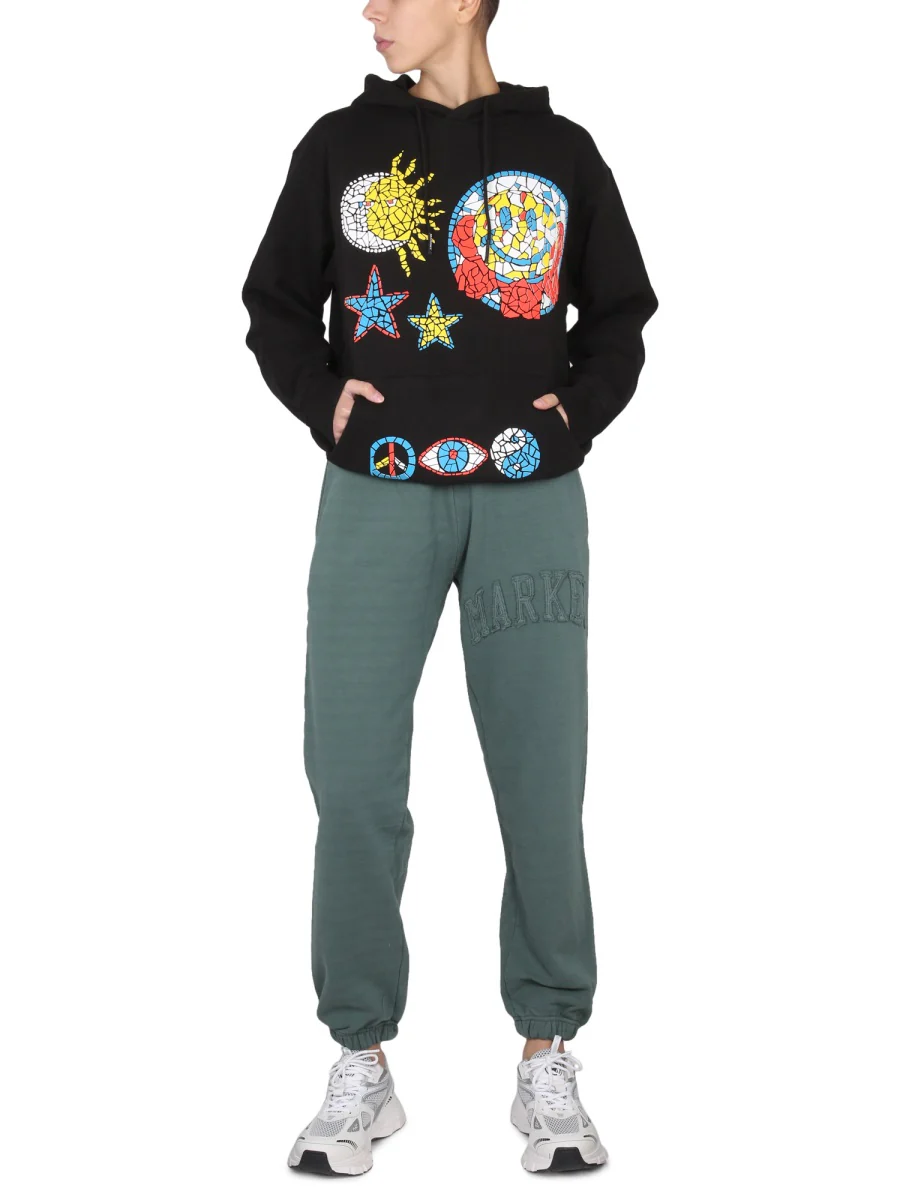 Market Hand Drawn Varsity Sweatshirt with Hood - Image 2