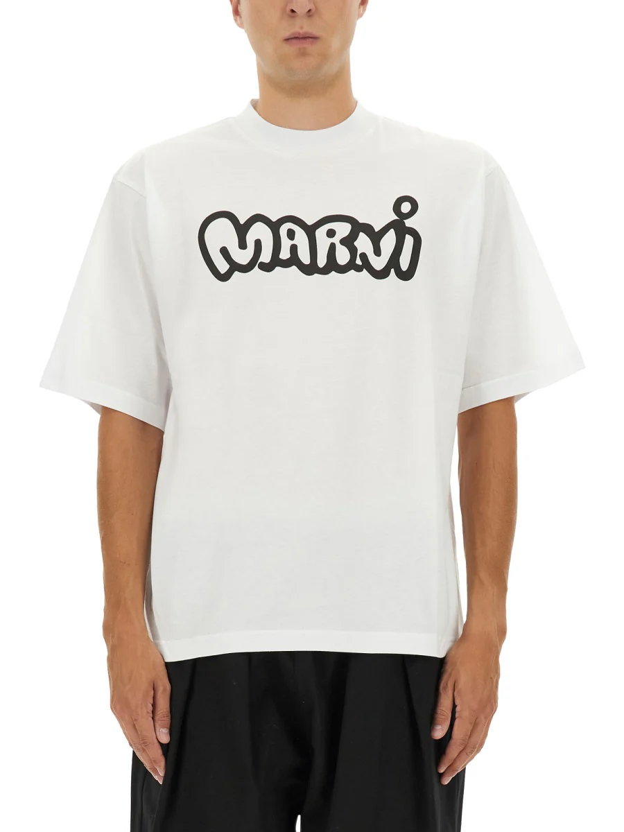 MARNI Cotton T-Shirt with Logo Print - Image 5