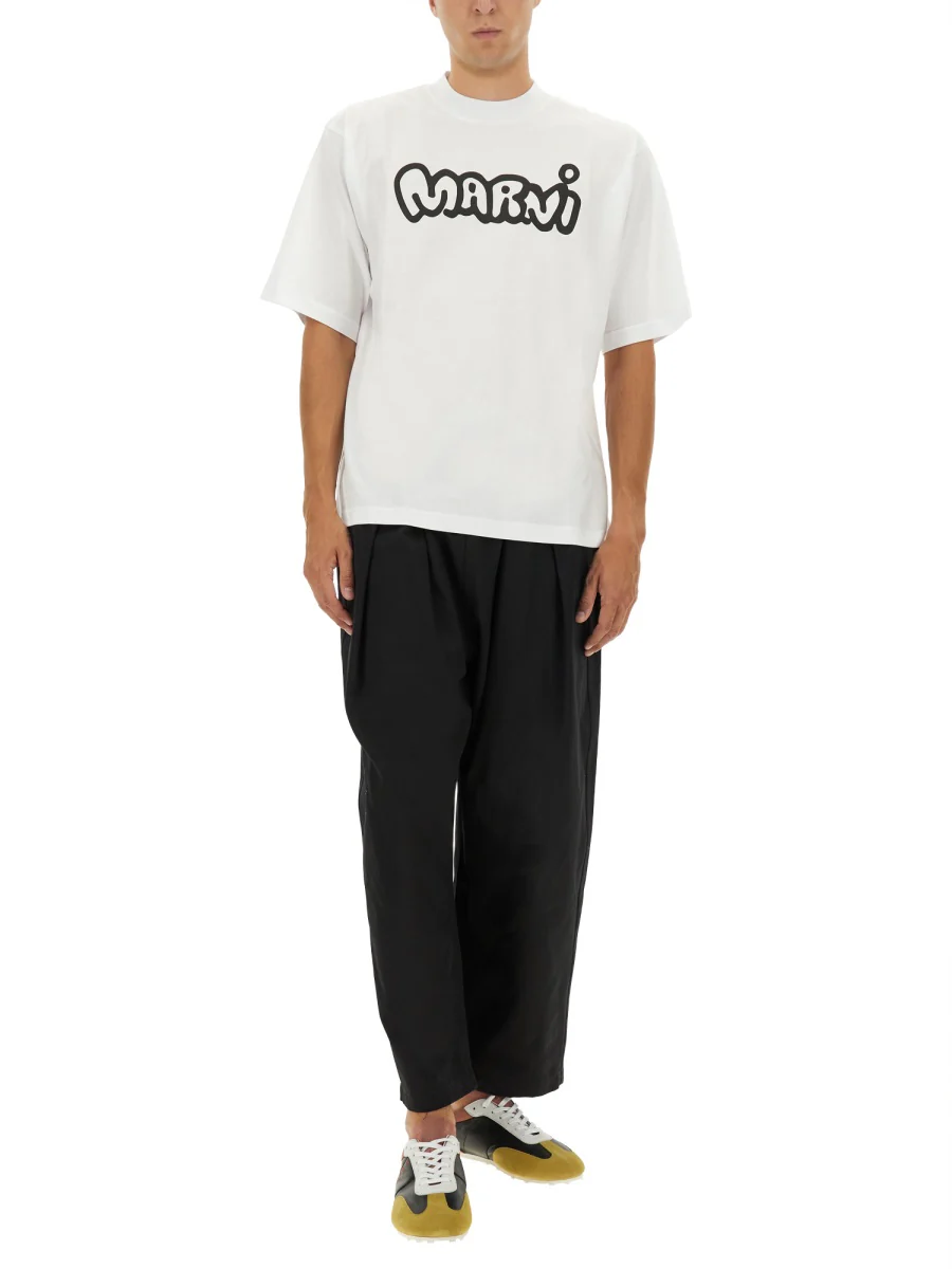 MARNI Cotton T-Shirt with Logo Print - Image 6