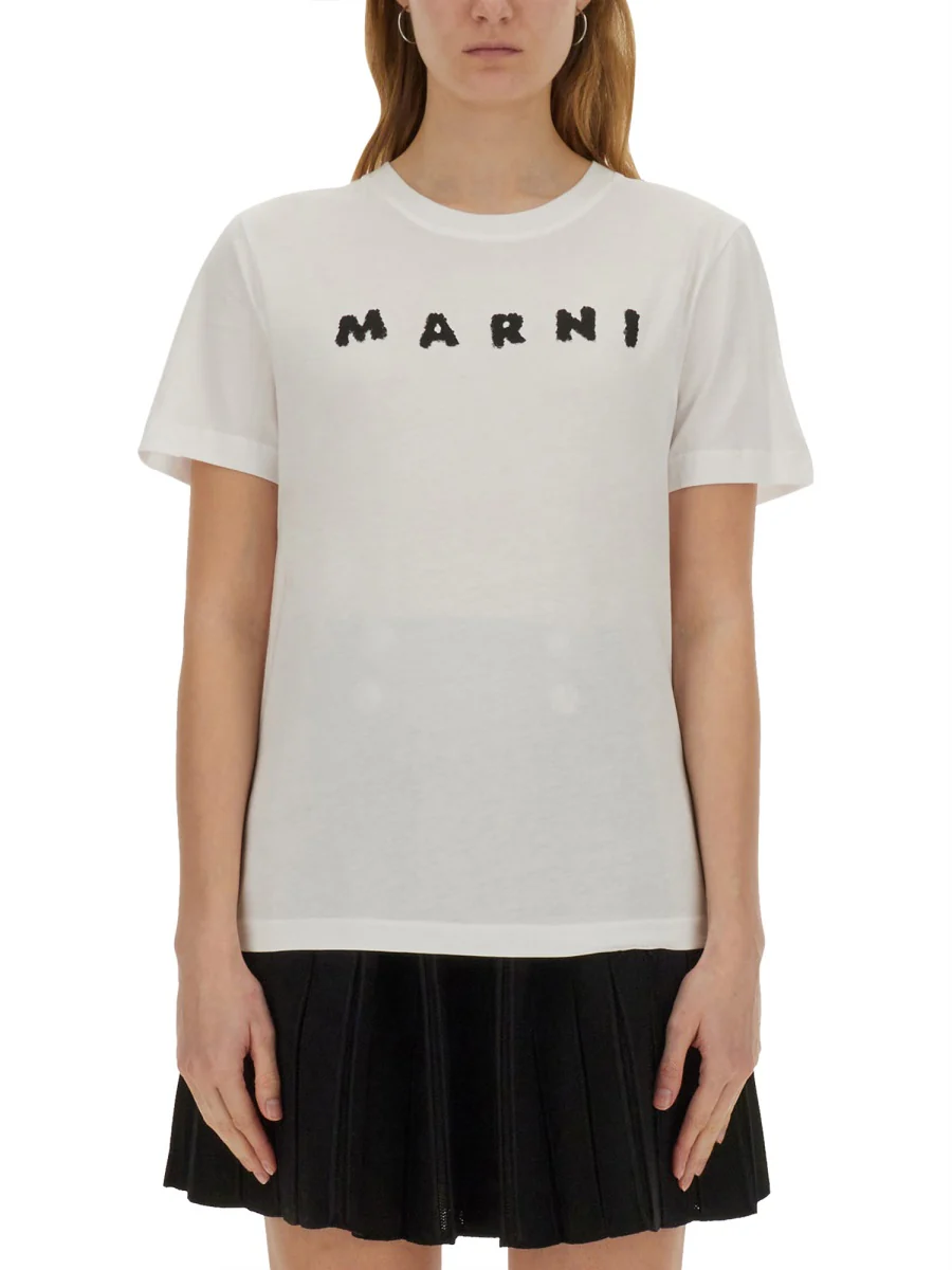 MARNI Jersey T-shirt with Scribbled Logo