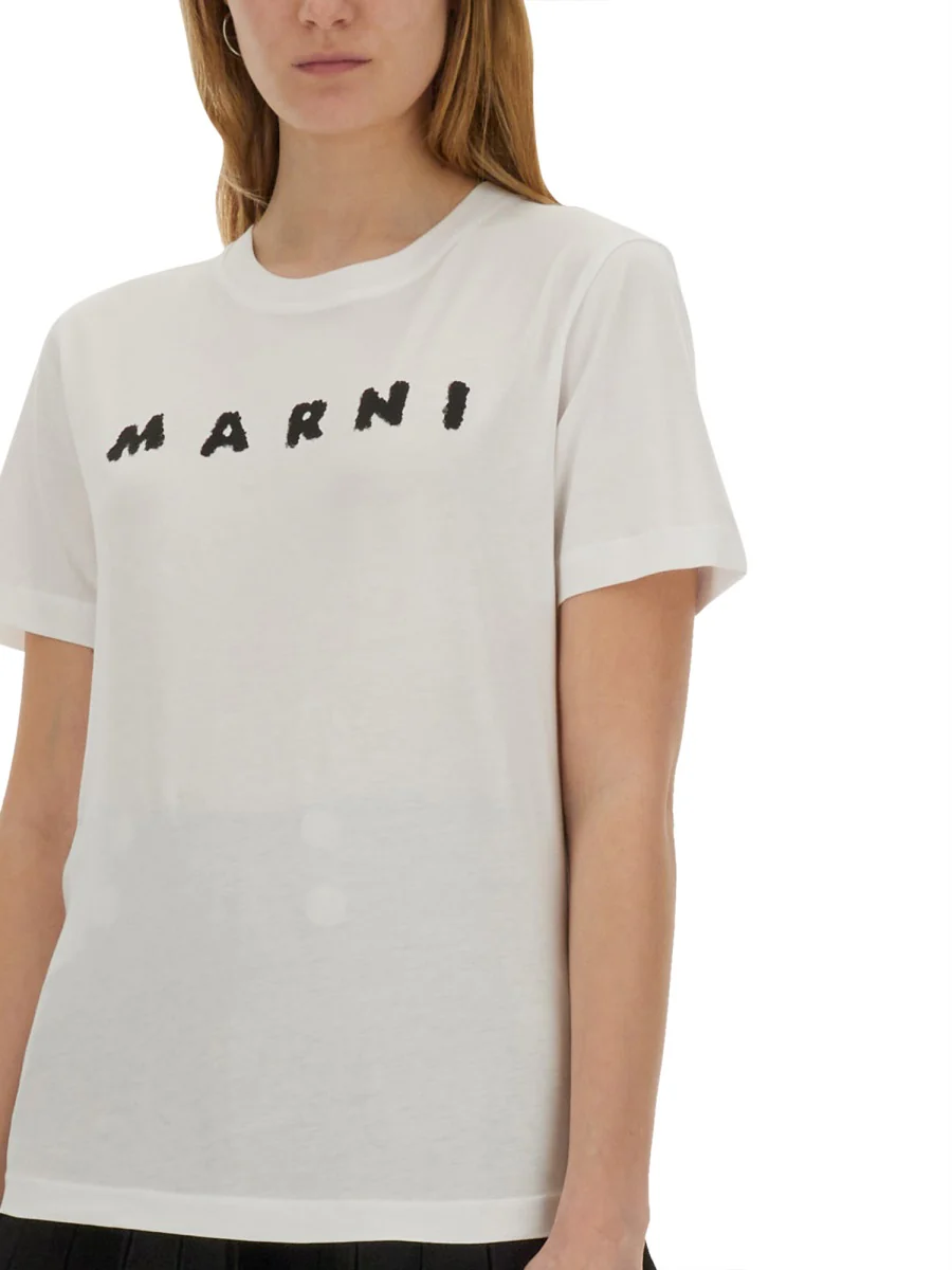 MARNI Jersey T-shirt with Scribbled Logo - Image 4