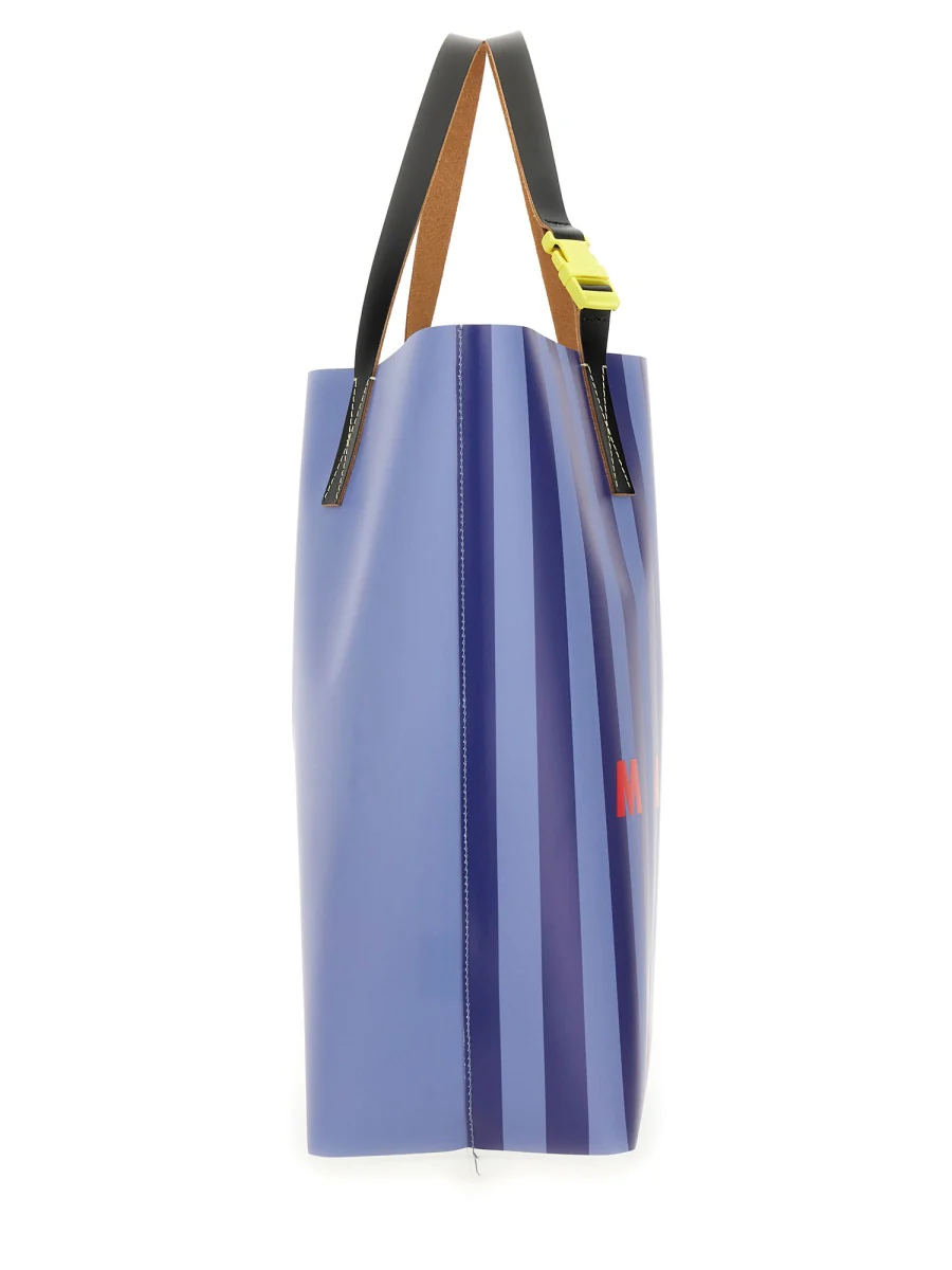 MARNI Striped Tribeca Shopping Bag with Marni Logo - Reversible - Image 2