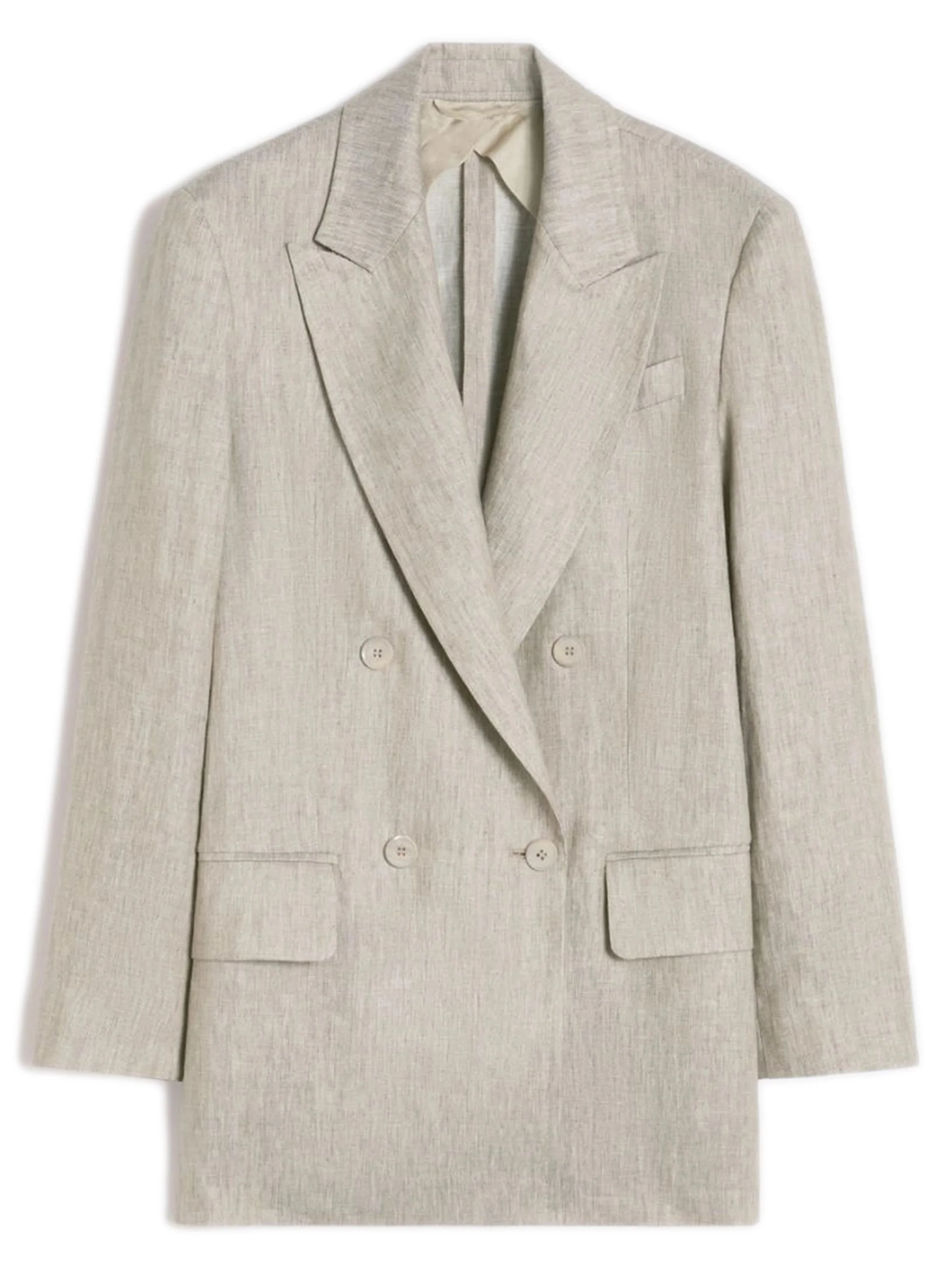 Max Mara Straight Fit Linen Twill Blazer with Tailored Details