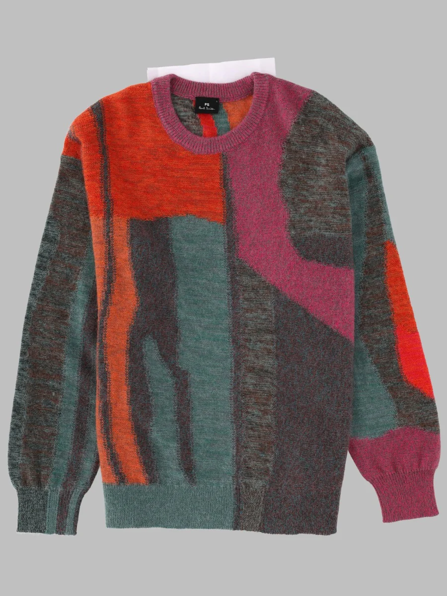 Men’s PS by Paul Smith Glitch Motif Sweater with Wool & Mohair Blend