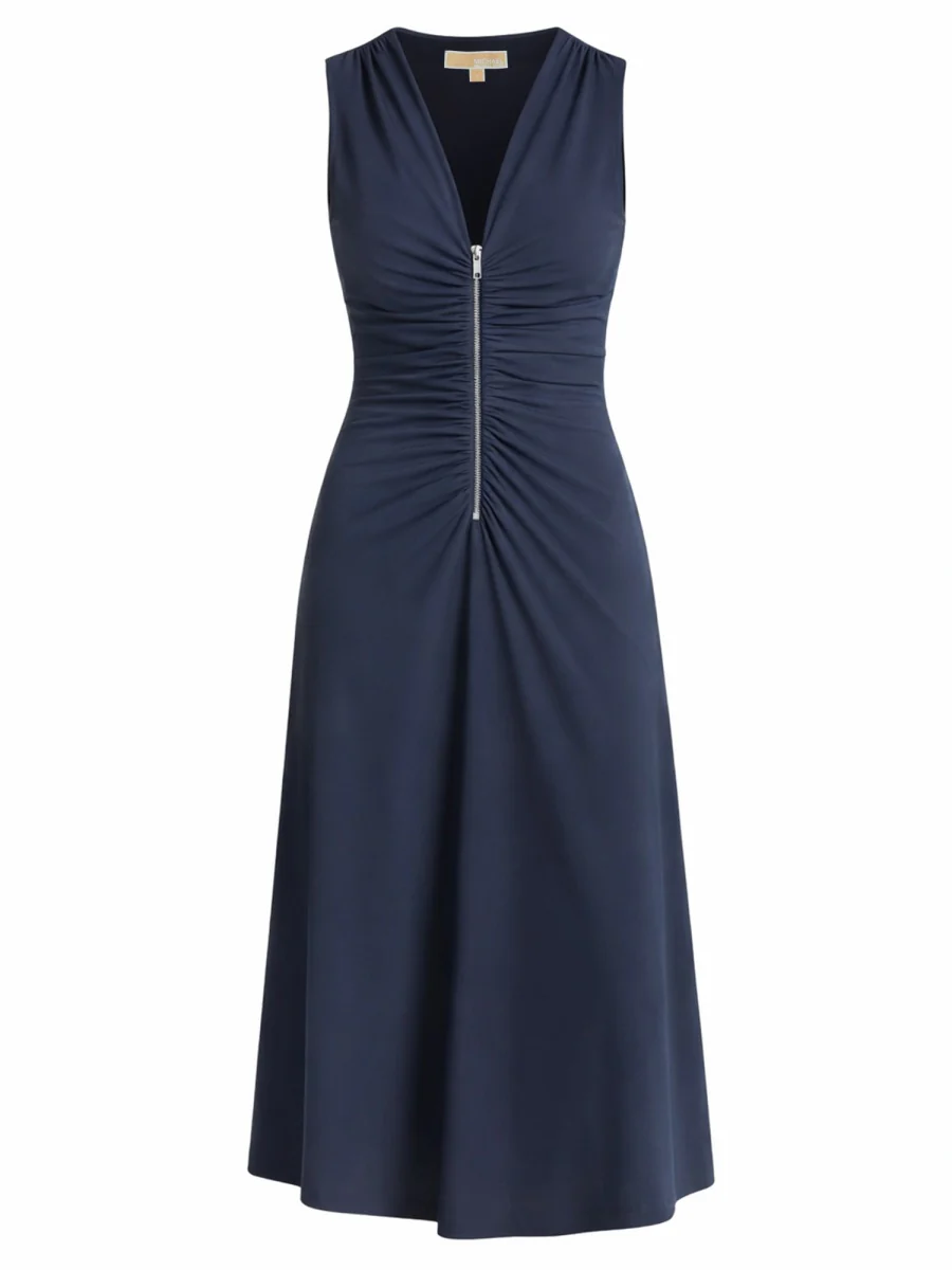 Michael By Michael Kors Fitted Midi Dress with Zipper