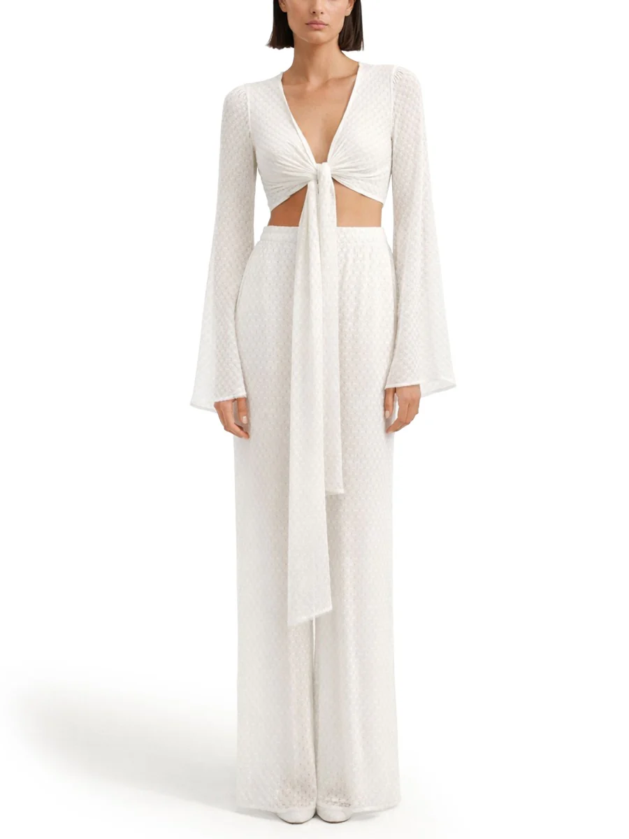 MISSONI Wide Trousers with Slits in Lamé Viscose with Raschel Workmanship in Spiderweb Lace - Image 3