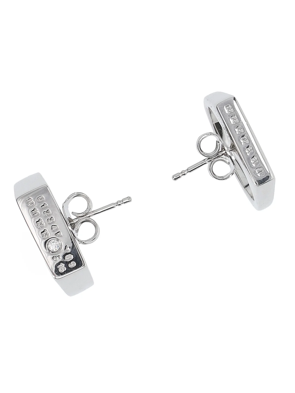 Mm6 Maison Margiela Glass-Accent Drop Earrings in Brass with Silver Detail - Image 2