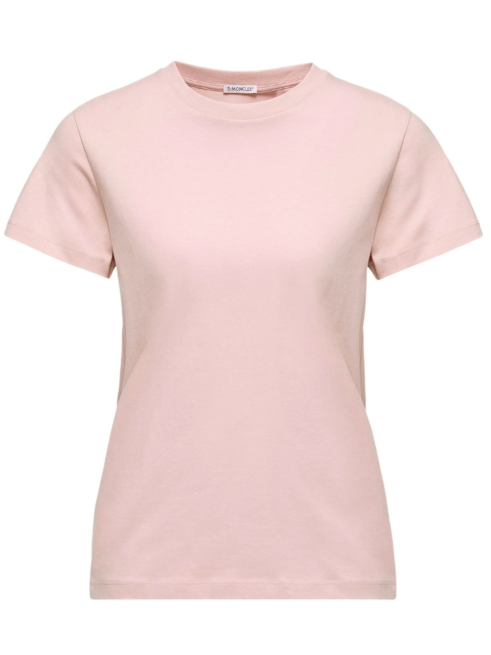 Moncler Women’s Ribbed Crewneck Short-Sleeve Cotton T-Shirt with Embroidered Logo, Size S
