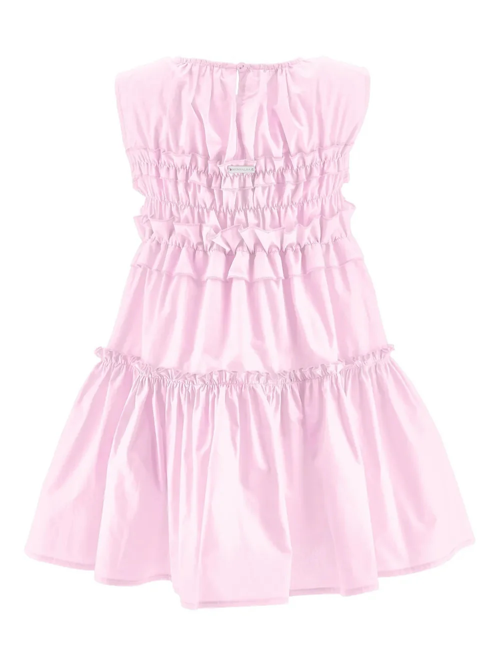 Monnalisa Mini Ruffled Neckline Dress with Button Back Closure - Image 2