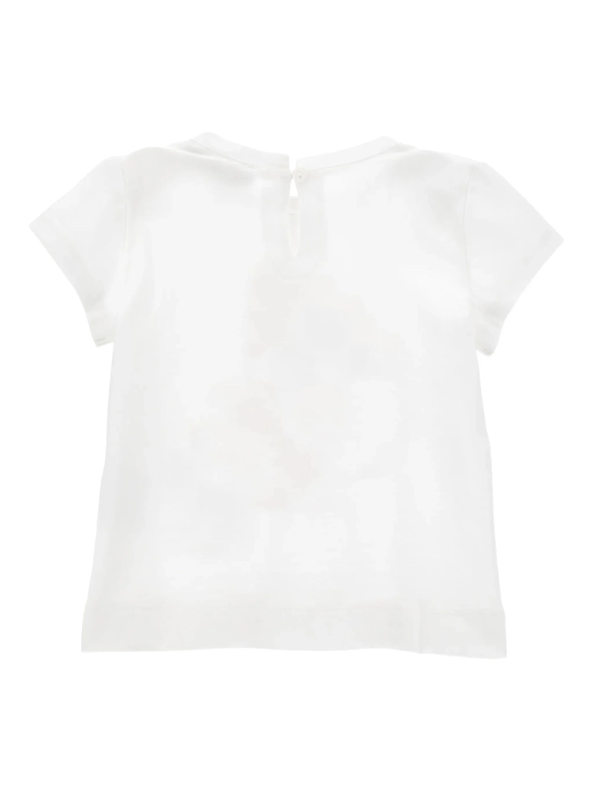 Monnalisa Mini Strawberry Print Short Sleeve Round Neck Top with Button Fastening - Image 2