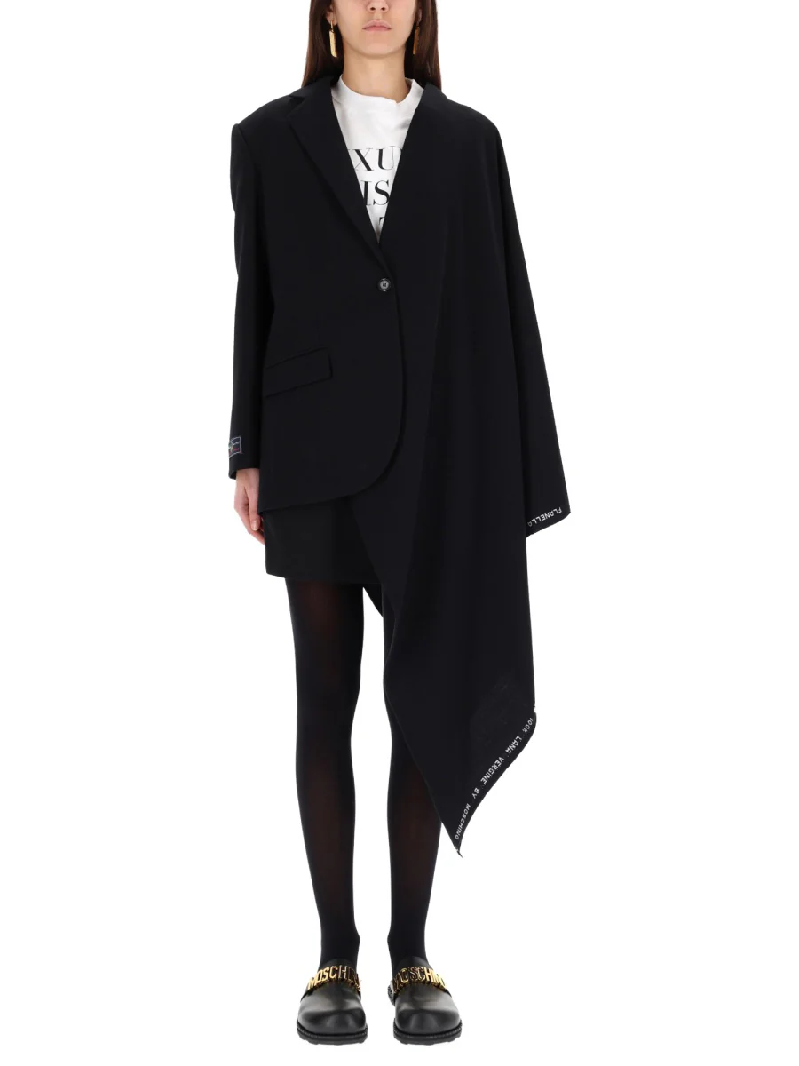 MOSCHINO Asymmetric-drape Wool Coat