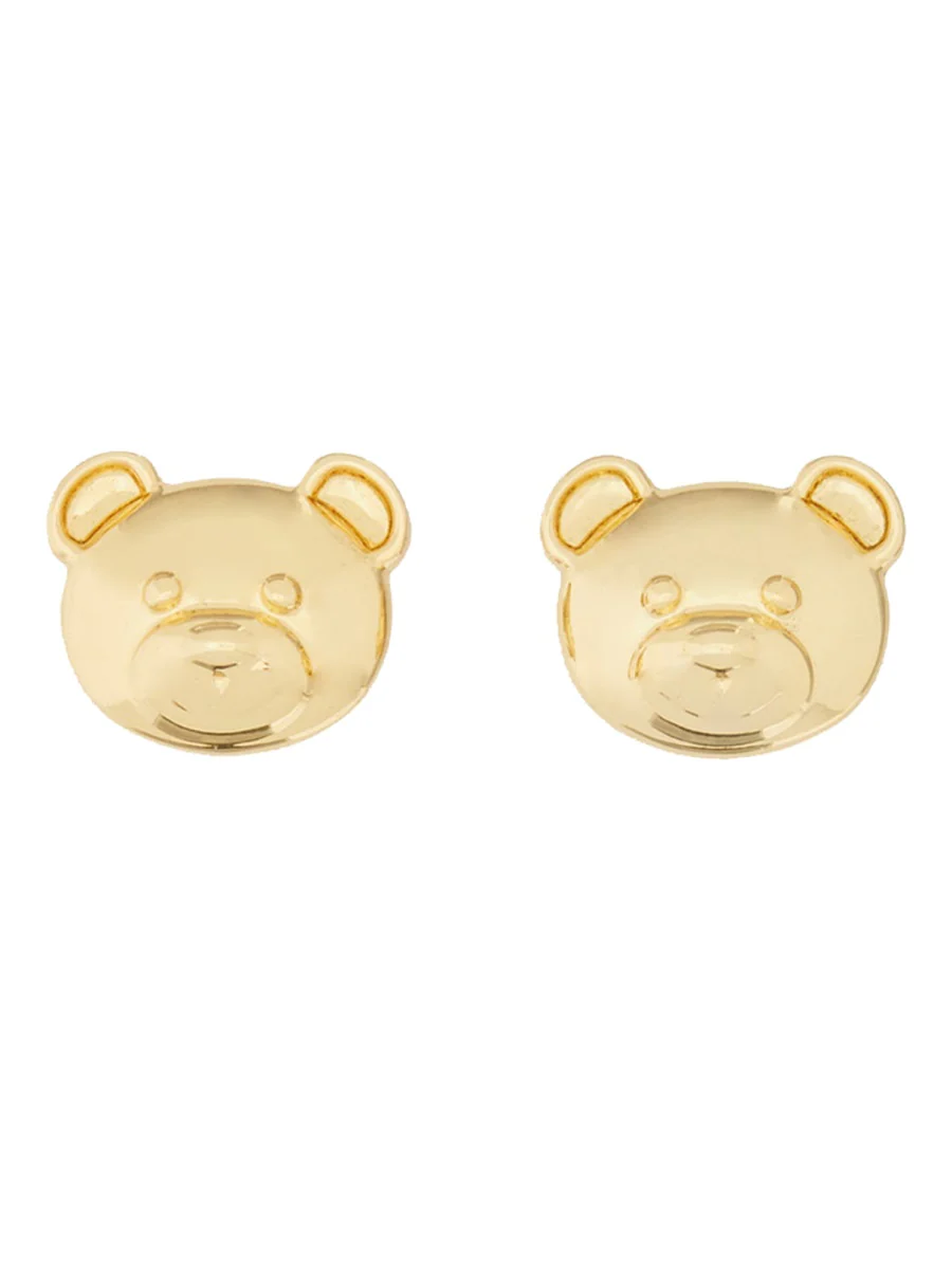 MOSCHINO COUTURE Teddy Bear Engraved Clip-On Earrings