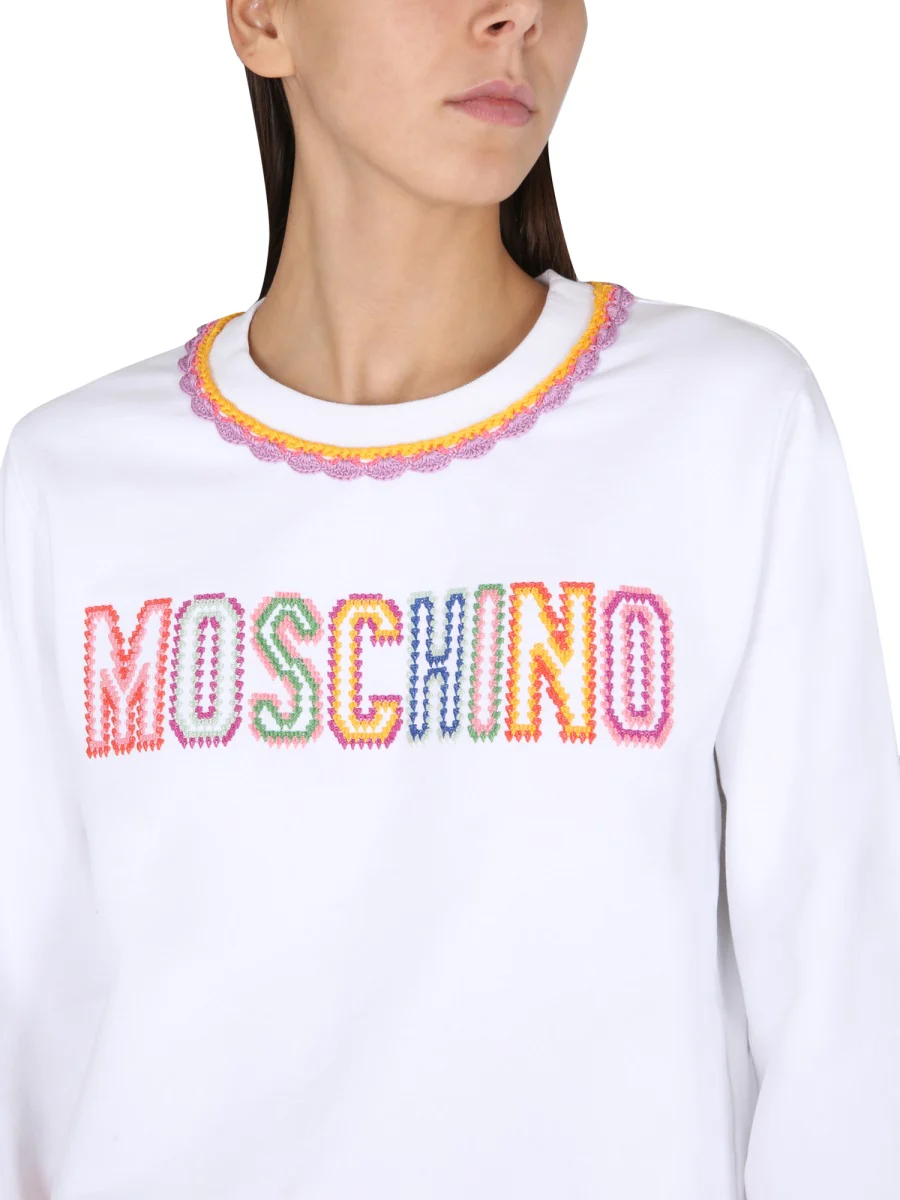 MOSCHINO Crewneck Sweatshirt with Necklace Detail - Image 4